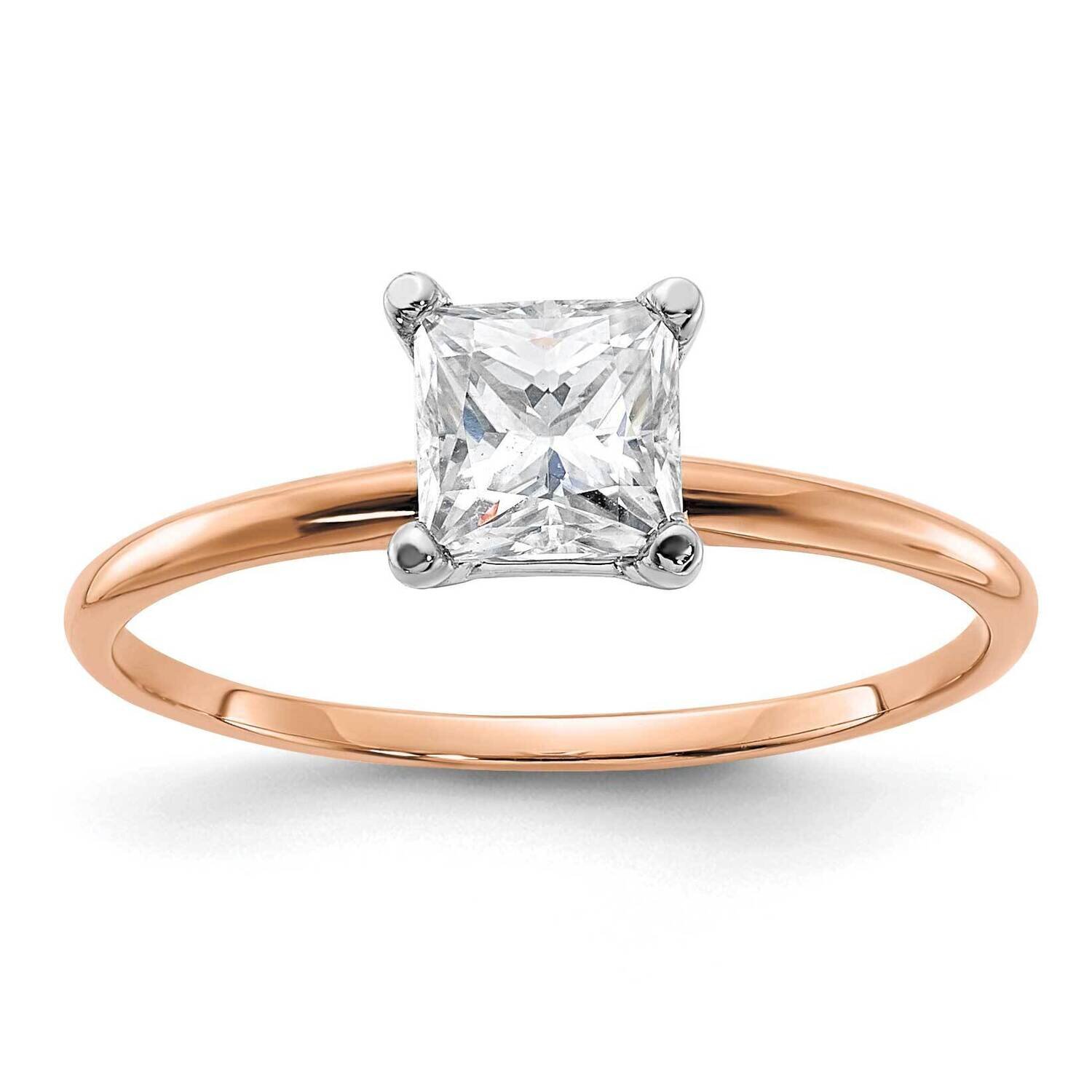 3/4ct. 5.0mm G H I True Light Princess Moissanite Solitaire Ring 14k Rose Gold RGSH13P-11MT, MPN: R…