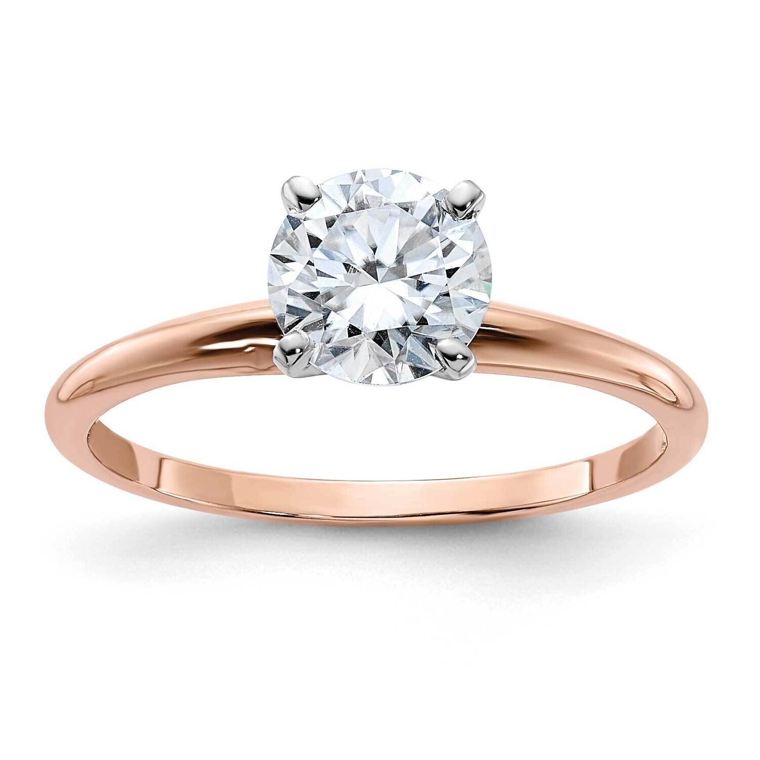 1ct. 6.5mm D E F Pure Light Round Moissanite Solitaire Ring 14k Rose Gold RGSH15-12MP, MPN: RGSH15-…