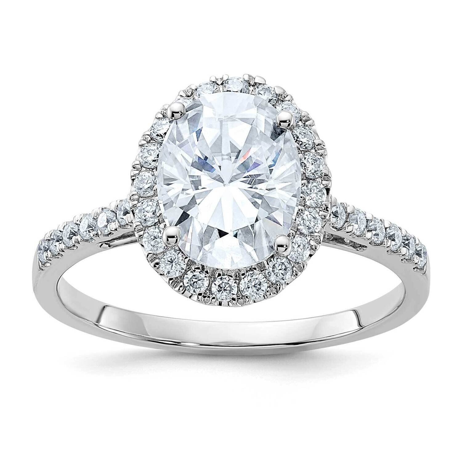 2 3/8ct. D E F Pure Light Oval Moissanite Halo Engagement Ring 14k White Gold RM2043E-200-WMP, MPN:…