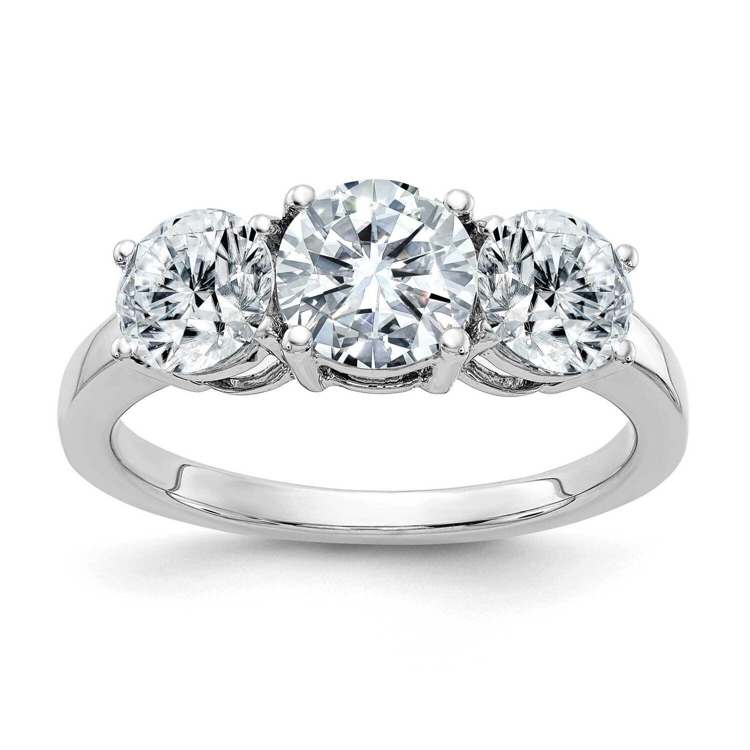 Polished Three Stone Ring Mtg, 6.5mm,2-5.0mm 14k White Gold RM3554E-225-W, MPN: RM3554E-225-W,
