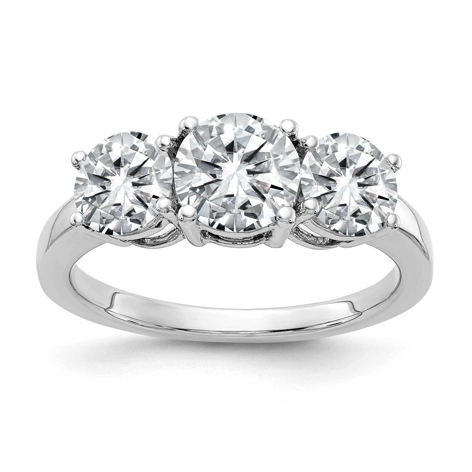 2 1/5ct. Three Stone G H I True Light Round Moissanite Ring 14k White Gold RM3554E-225-WMT, MPN: RM…
