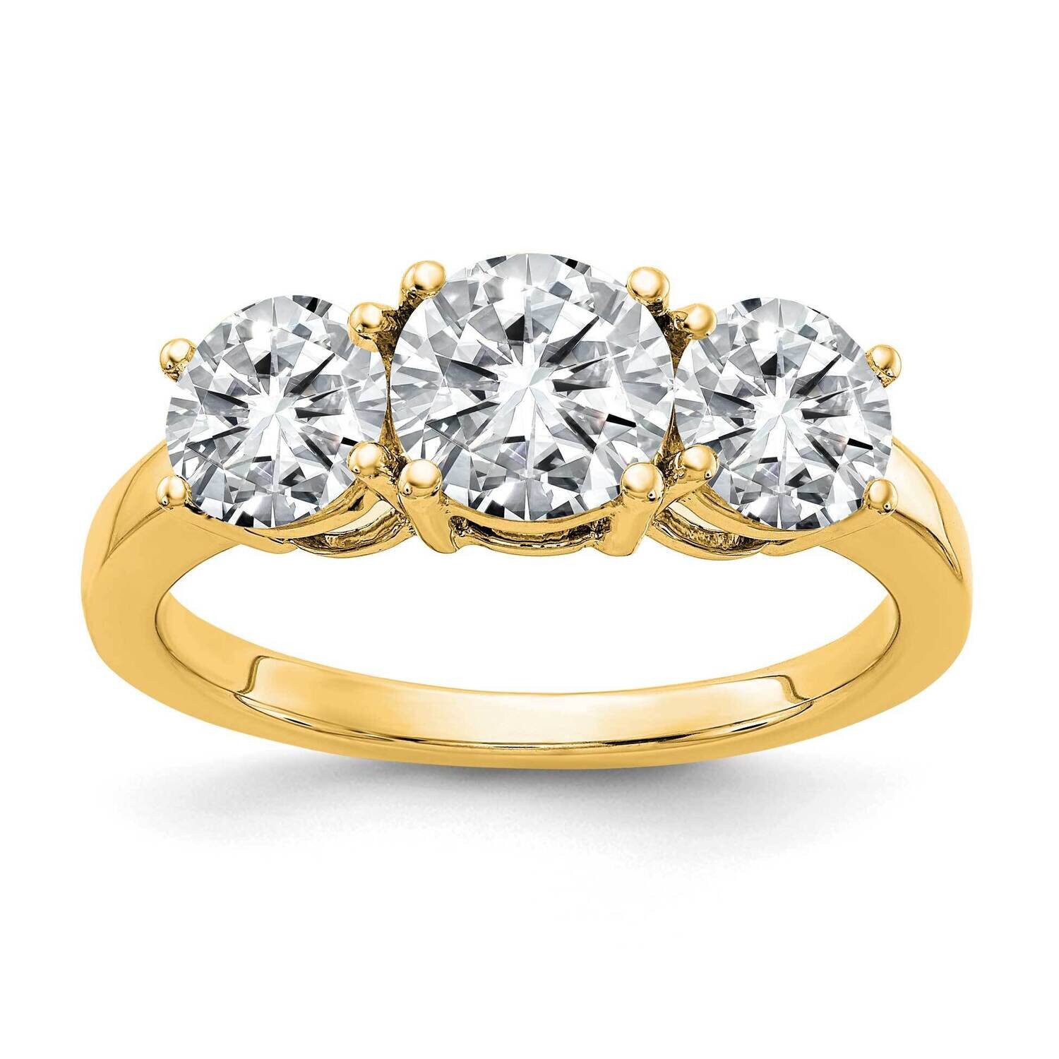 2 1/5ct. Three Stone G H I True Light Round Moissanite Ring 14k Gold RM3554E-225-YMT