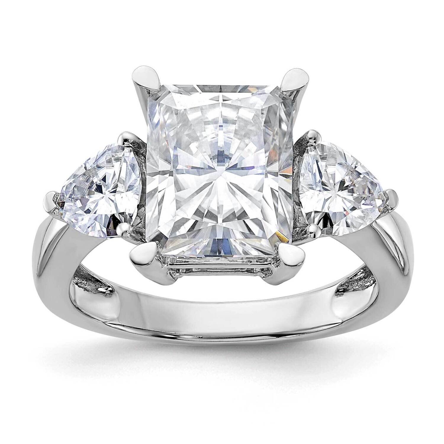 4 7/8ct. Three Stone G H I True Light Moissanite Engagement Ring 14k White Gold RM4448E-390-WMT, MP…
