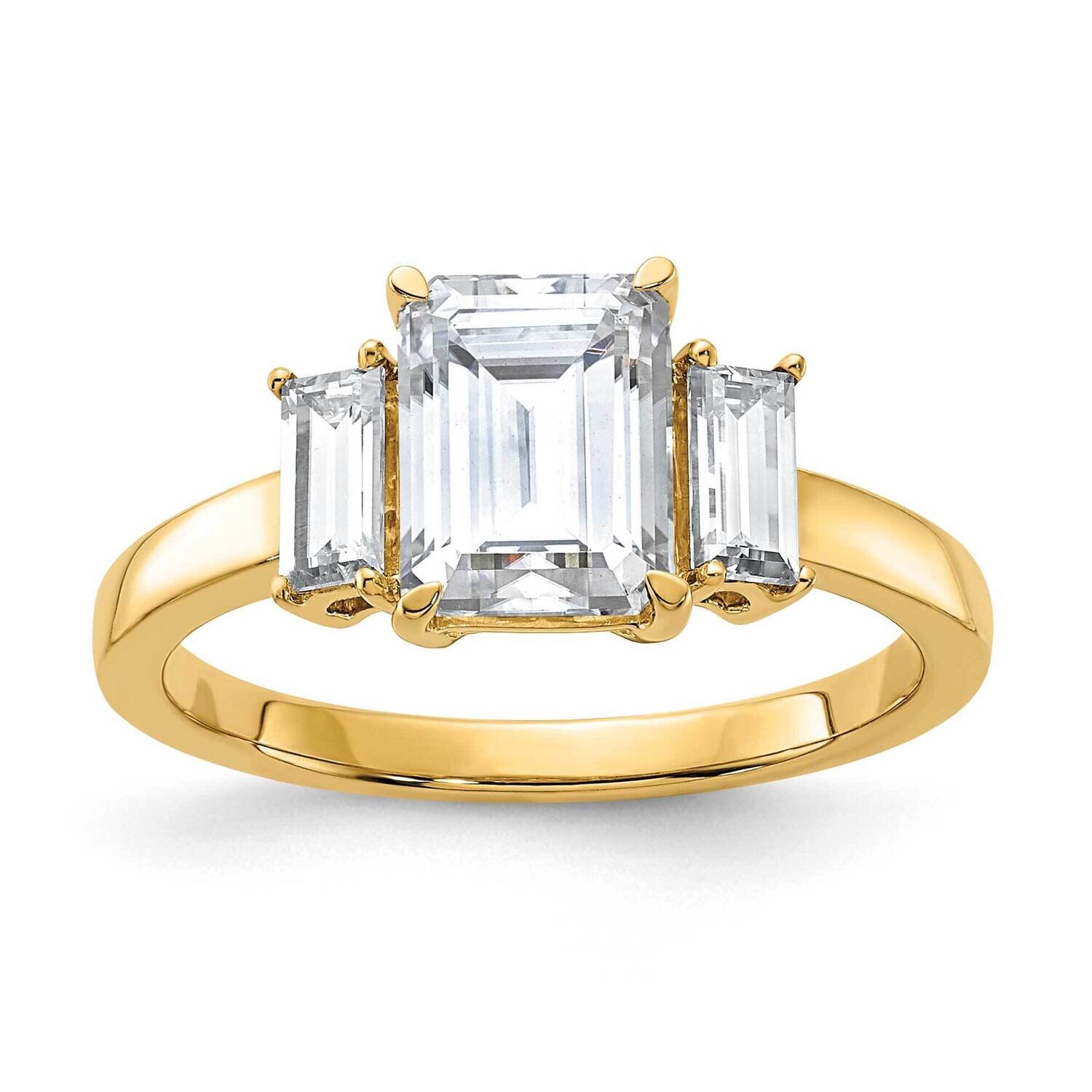 2 1/6ct. Three Stone G H I True Light Moissanite Engagement Ring 14k Gold RM4449E-200-YMT