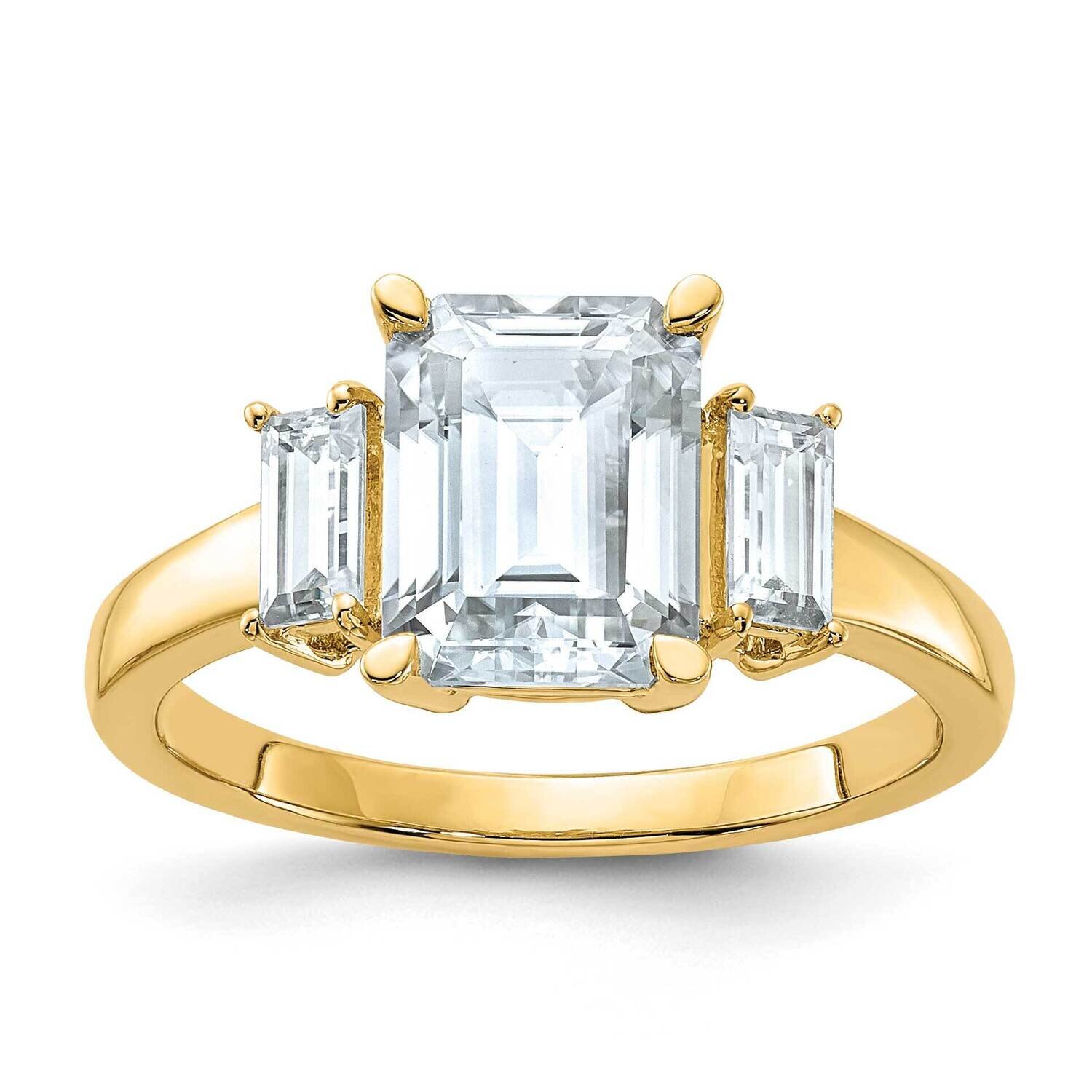 3ct. Three Stone D E F Pure Light Moissanite Engagement Ring 14k Gold RM4449E-300-YMP