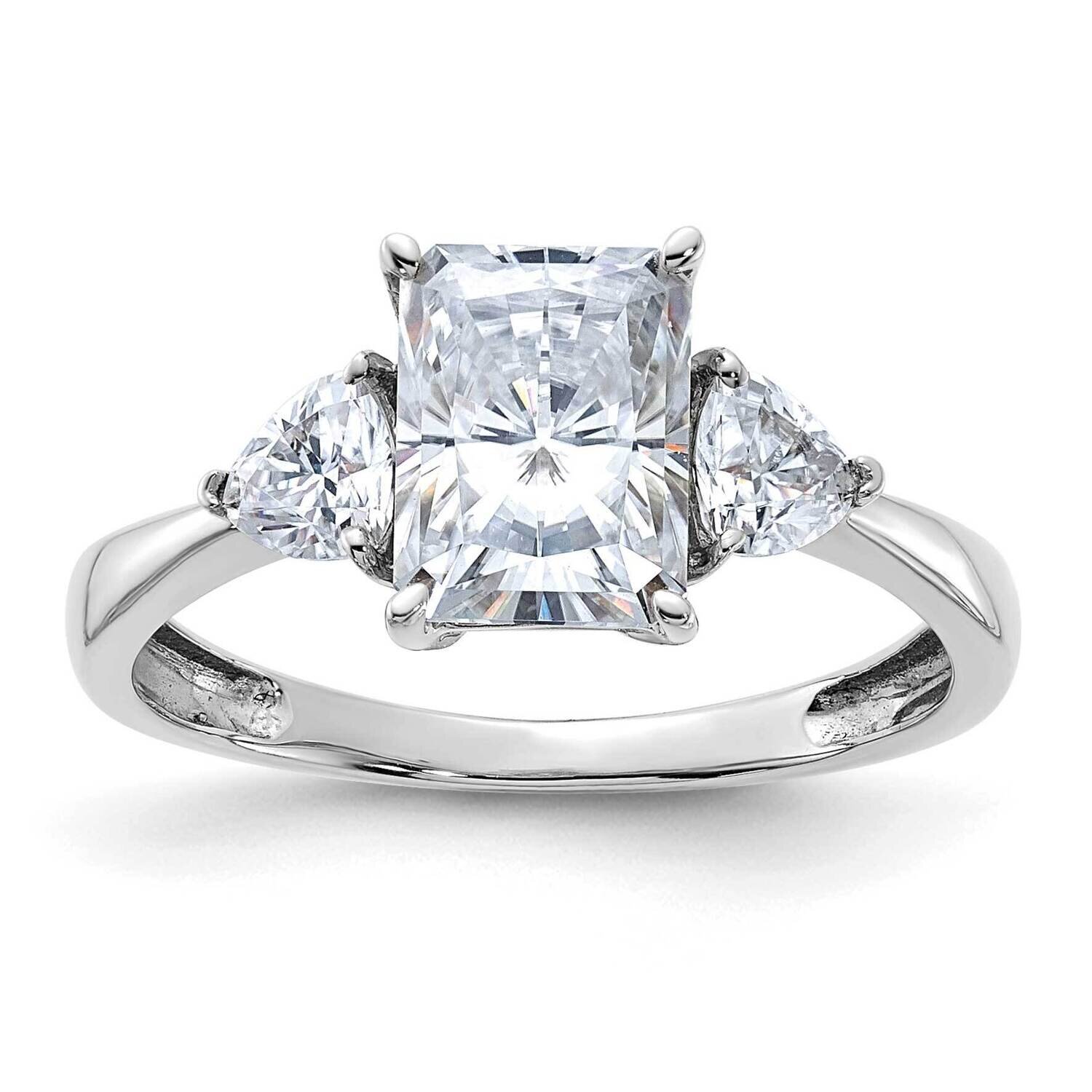 2 1/5ct. Three Stone D E F Pure Light Moissanite Engagement Ring 14k White Gold RM4448E-180-WMP, MP…