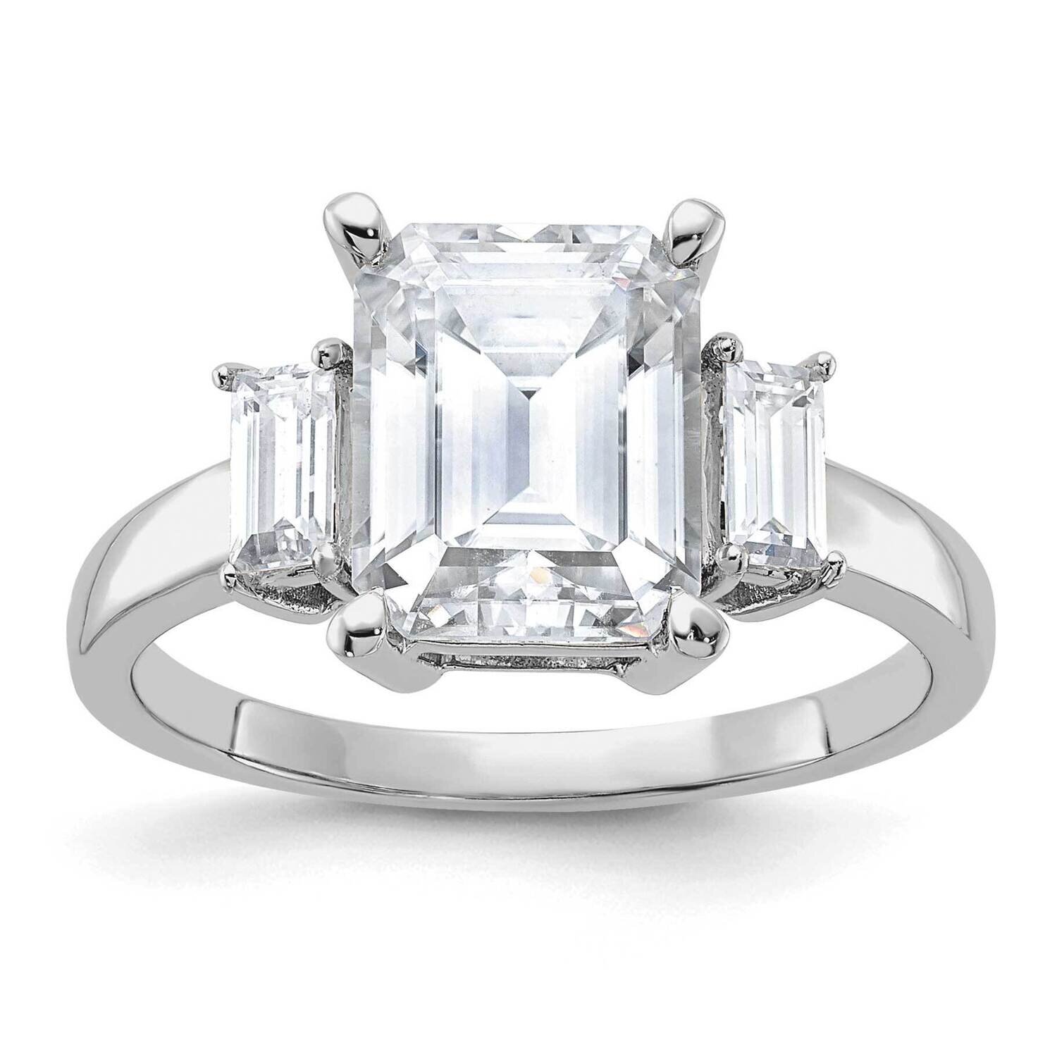 3 7/8ct. Three Stone G H I True Light Moissanite Engagement Ring 14k White Gold RM4449E-380-WMT, MP…