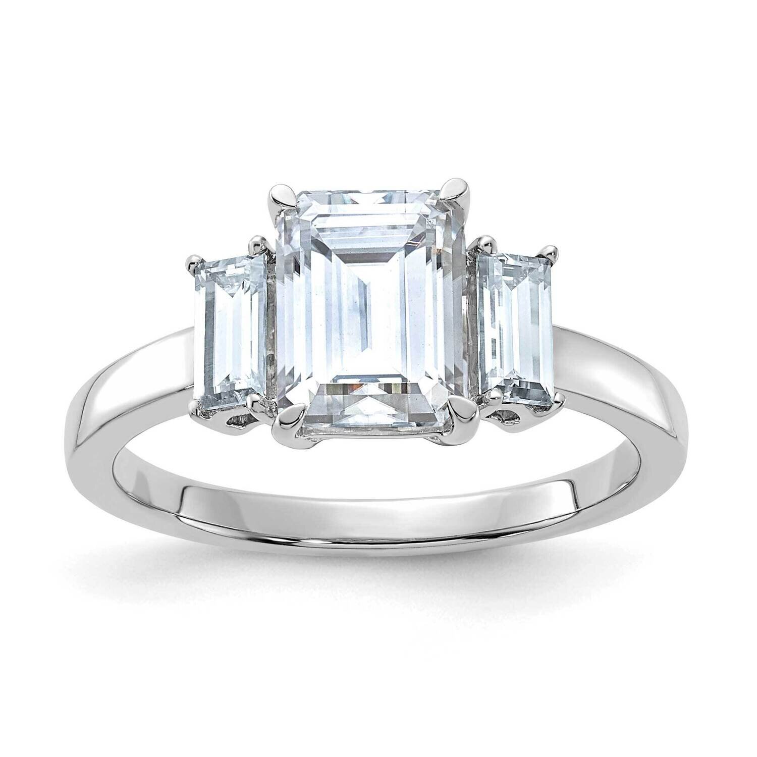 2 1/6ct. Three Stone D E F Pure Light Moissanite Engagement Ring 14k White Gold RM4449E-200-WMP, MP…