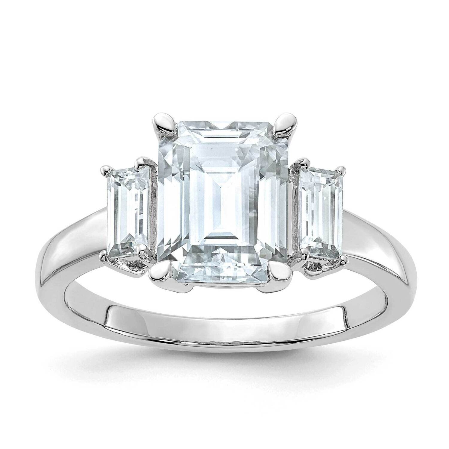 3ct. Three Stone D E F Pure Light Moissanite Engagement Ring 14k White Gold RM4449E-300-WMP, MPN: R…