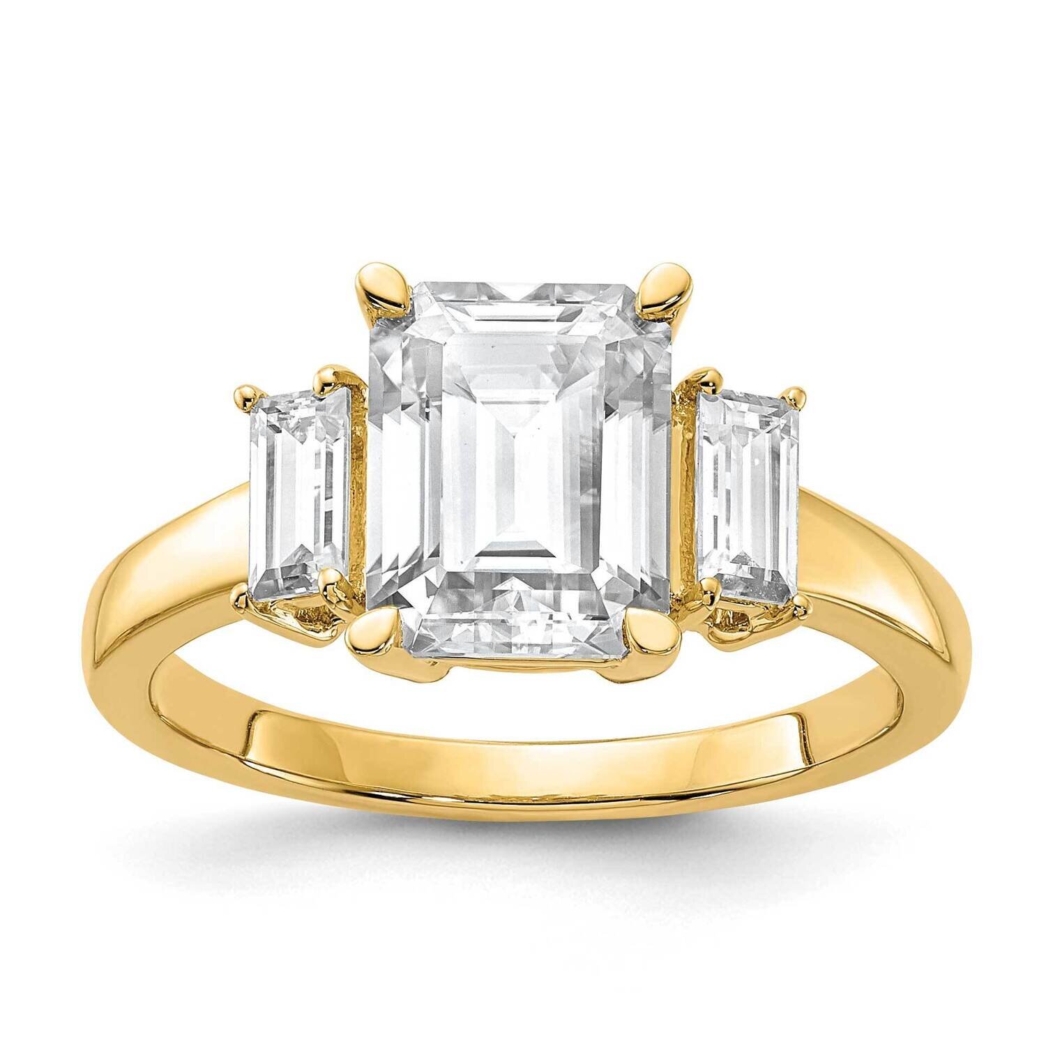 3ct. Three Stone G H I True Light Moissanite Engagement Ring 14k Gold RM4449E-300-YMT