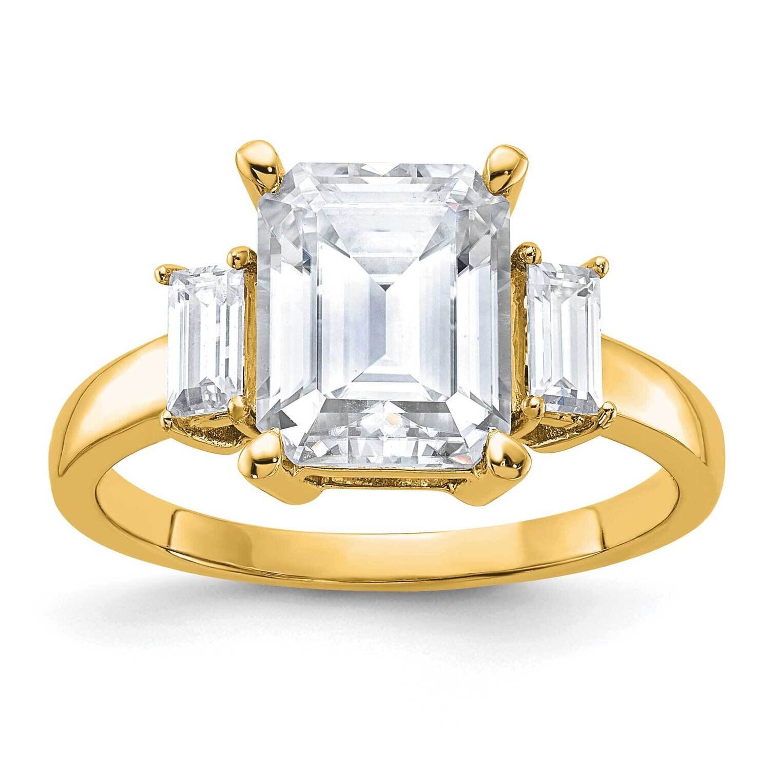 3 7/8ct. Three Stone G H I True Light Moissanite Engagement Ring 14k Gold RM4449E-380-YMT, MPN: RM4…