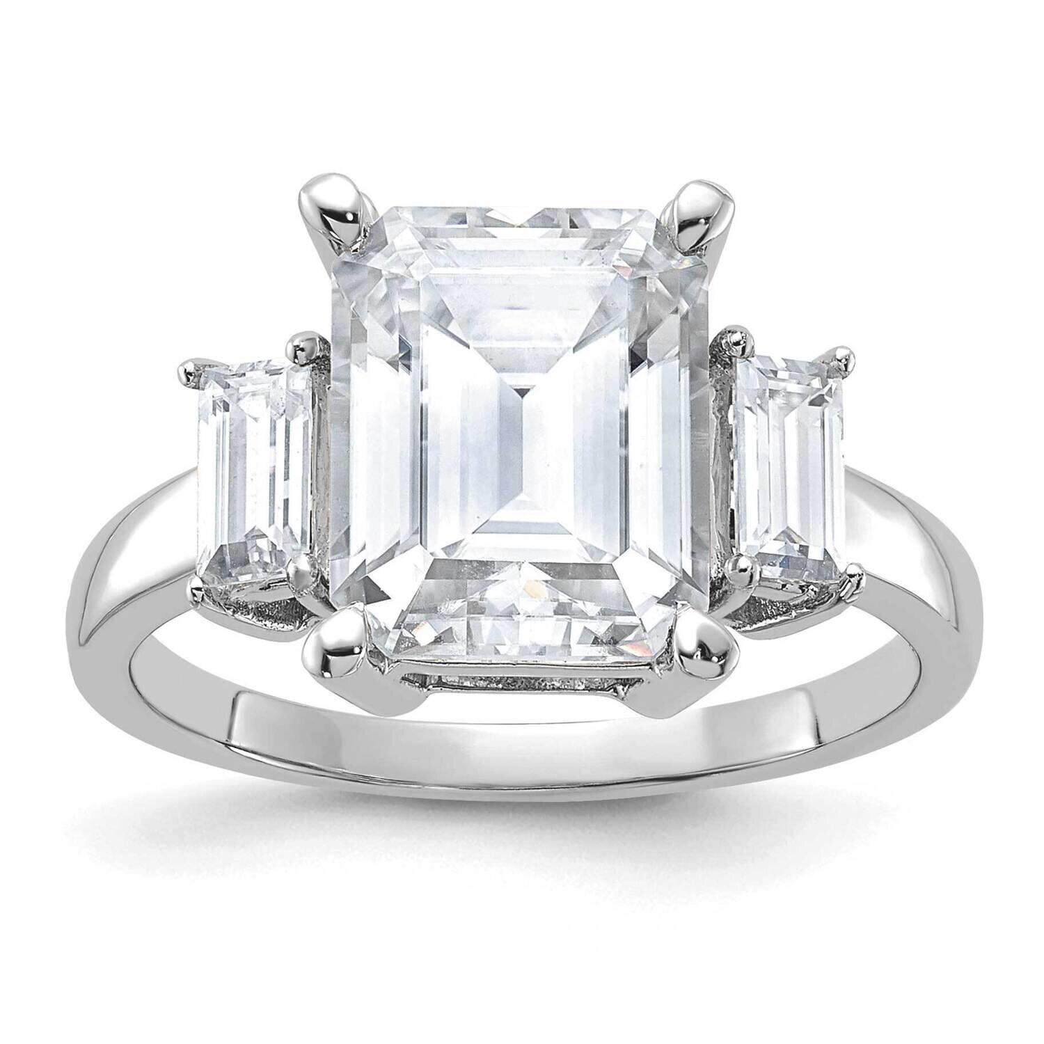 5 1/3ct. Three Stone G H I True Light Moissanite Engagement Ring 14k White Gold RM4449E-520-WMT, MP…