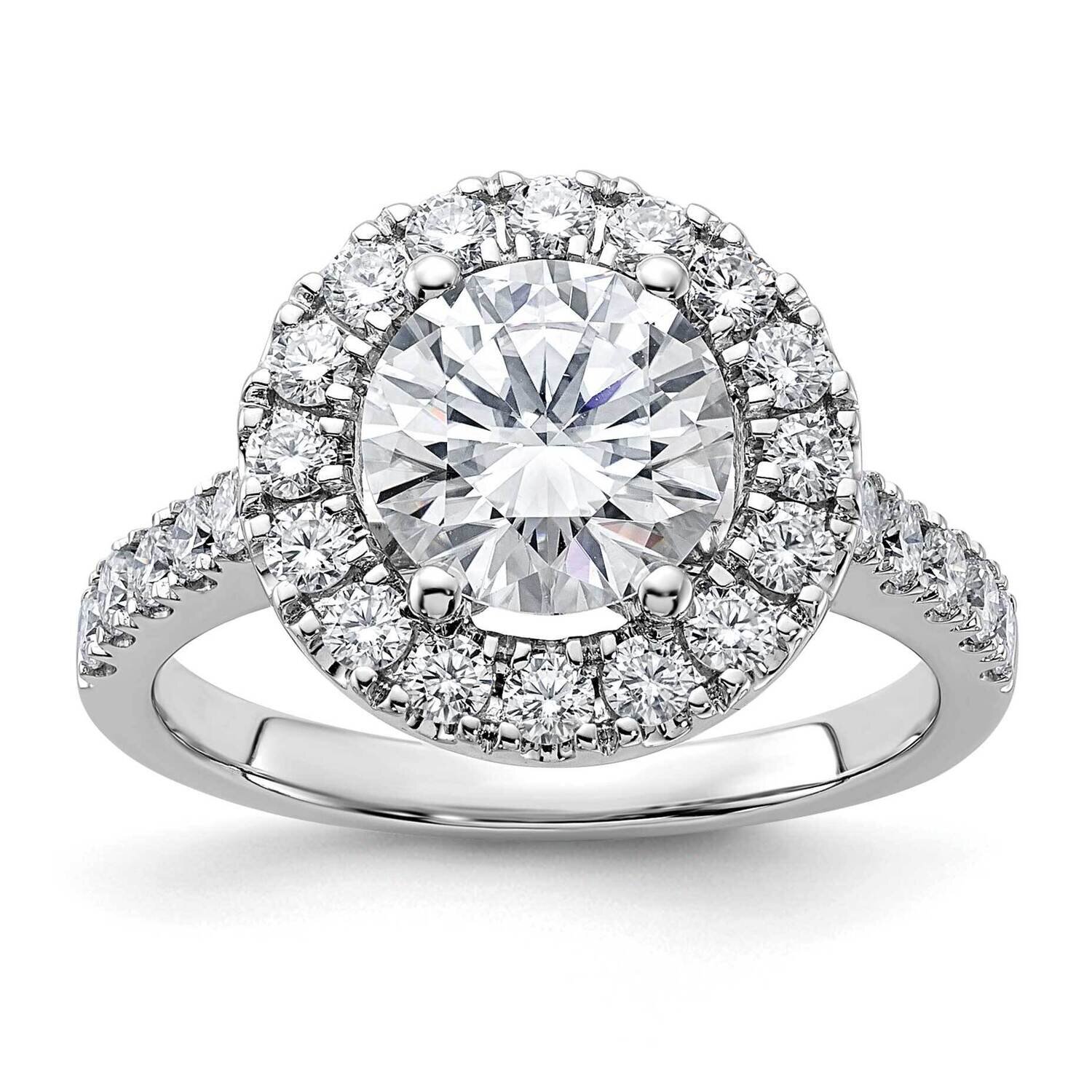2 5/8ct. G H I True Light Round Halo Moissanite Engagement Ring 14k White Gold RM4452E-275-WMT, MPN…