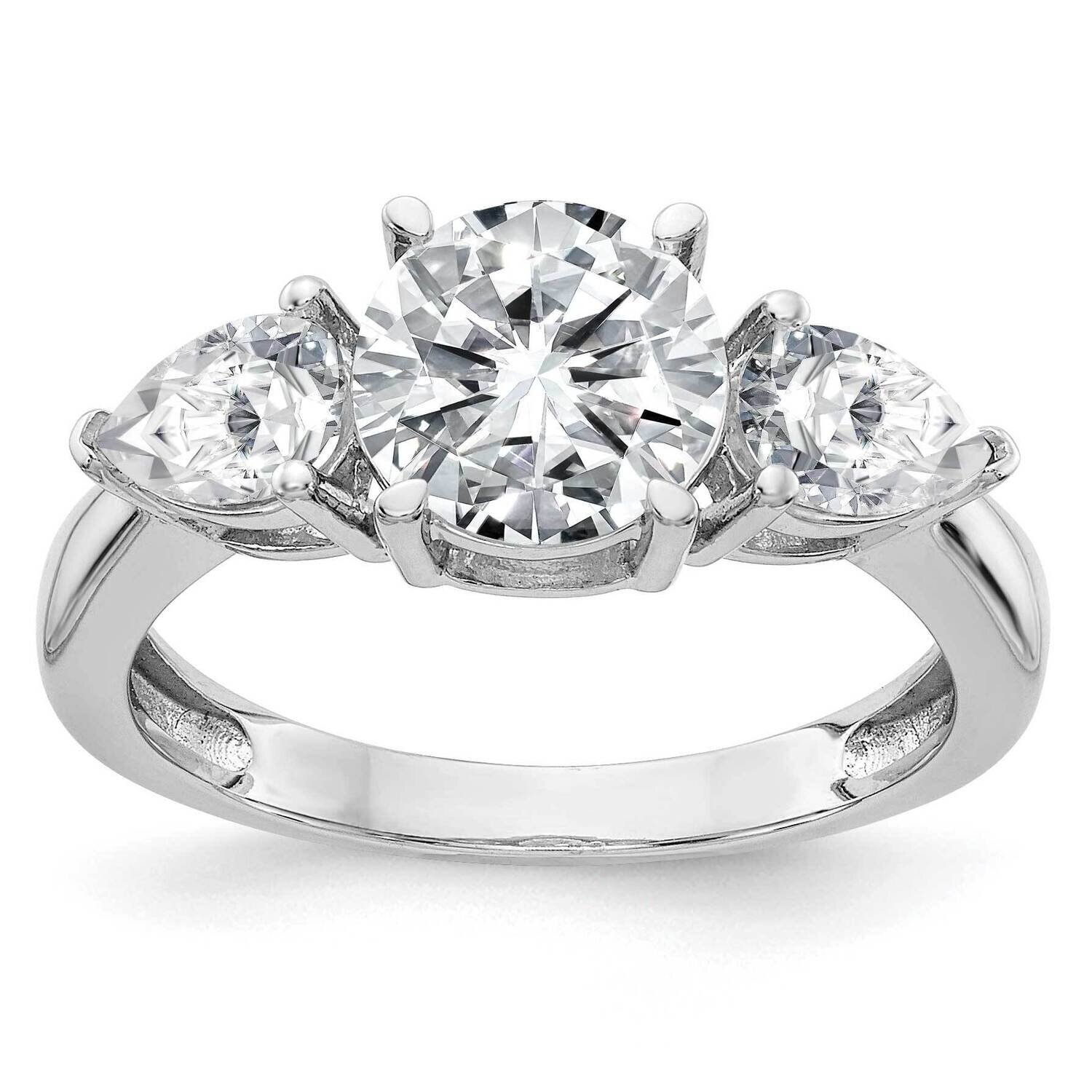 1 3/8ct. Three Stone G H I True Light Moissanite Engagement Ring 14k White Gold RM4462E-140-WMT, MP…