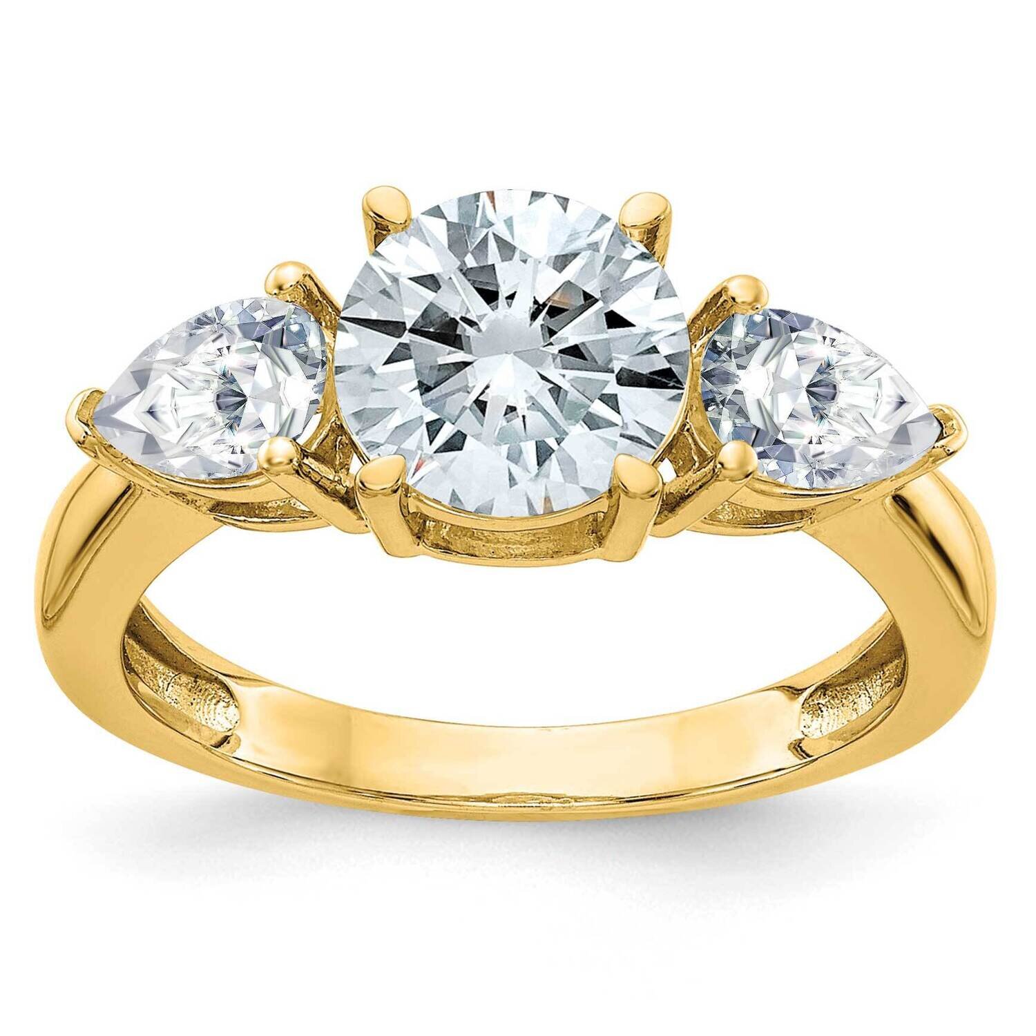 1 3/8ct. Three Stone D E F Pure Light Moissanite Engagement Ring 14k Gold RM4462E-140-YMP, MPN: RM4…