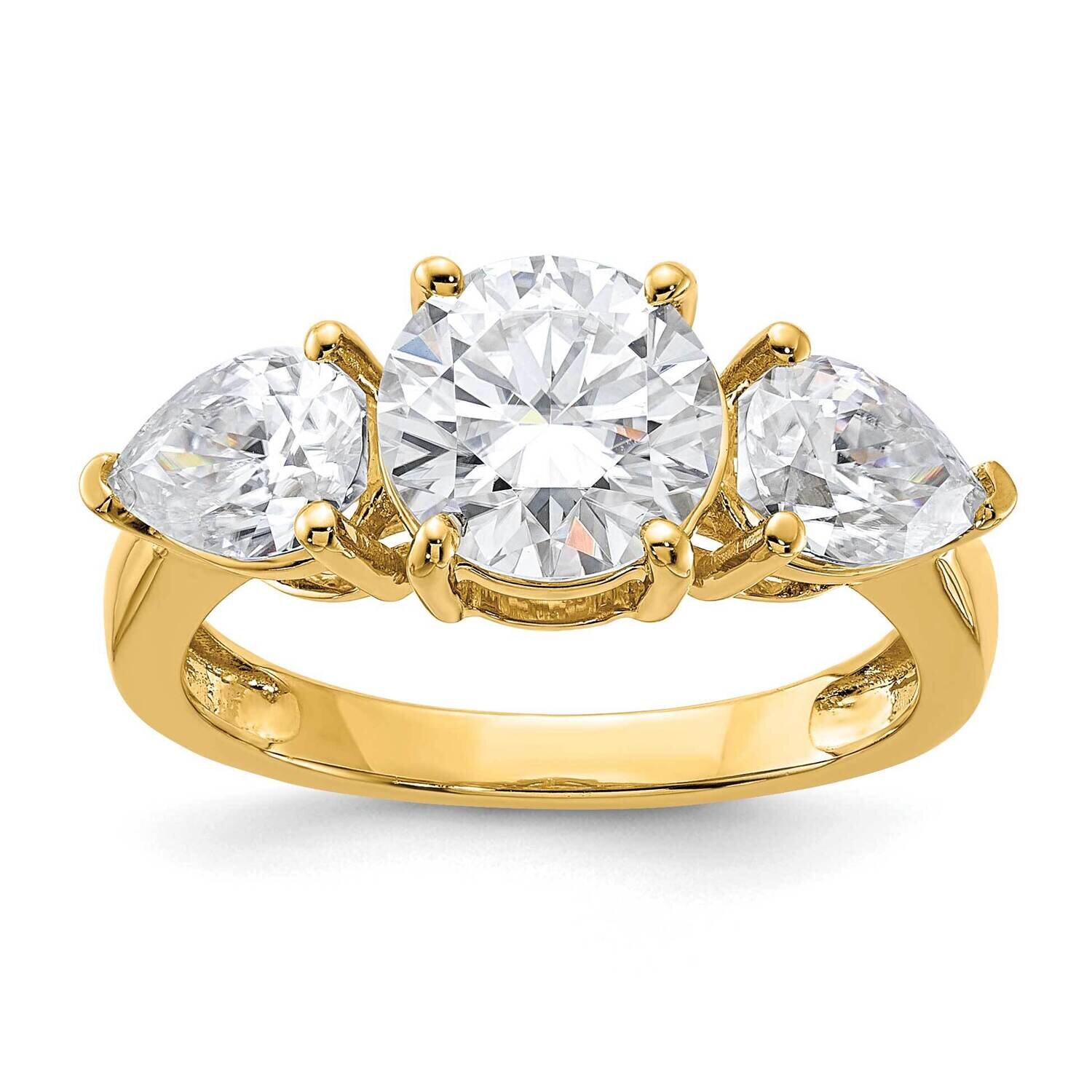 3 3/8ct. Three Stone G H I True Light Moissanite Engagement Ring 14k Gold RM4462E-340-YMT, MPN: RM4…