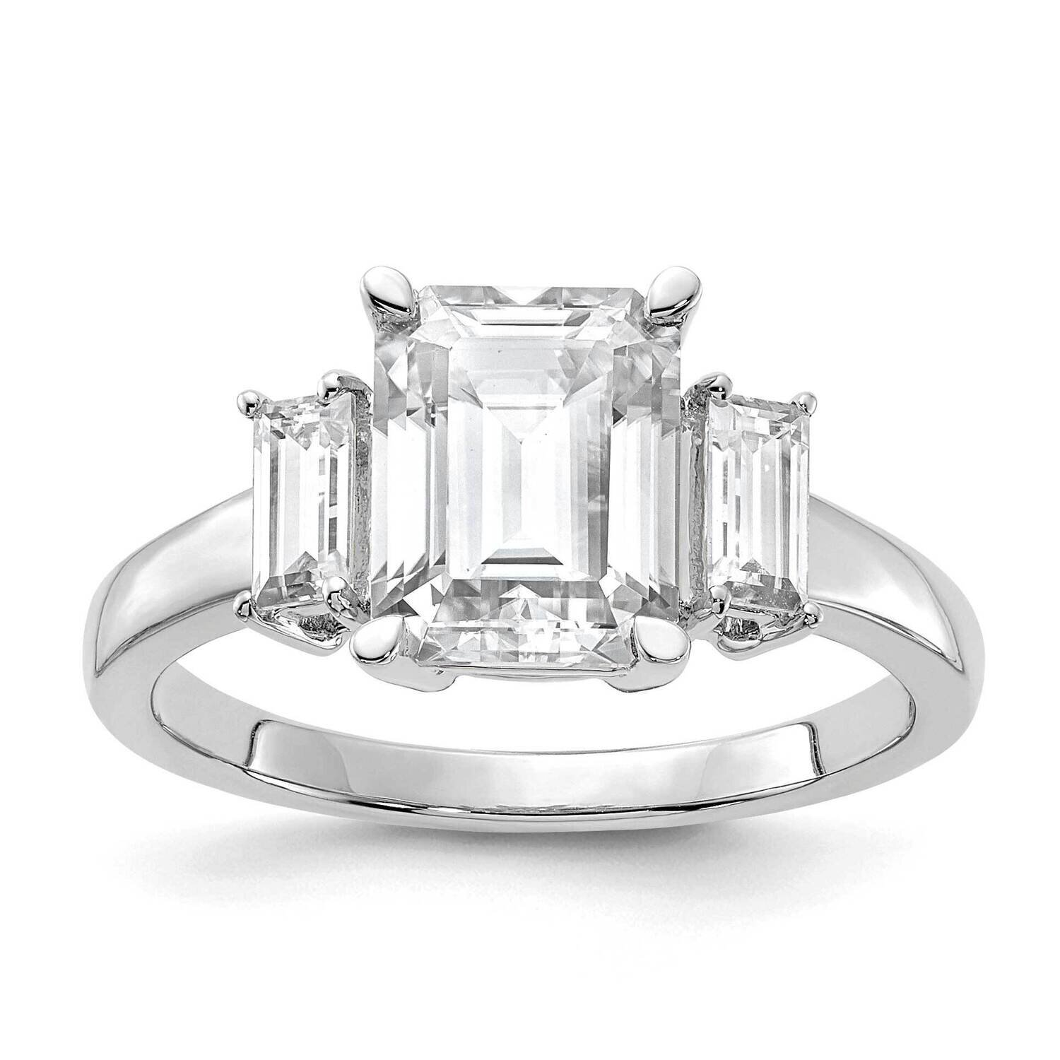 3ct. Three Stone G H I True Light Moissanite Engagement Ring 14k White Gold RM4449E-300-WMT, MPN: R…