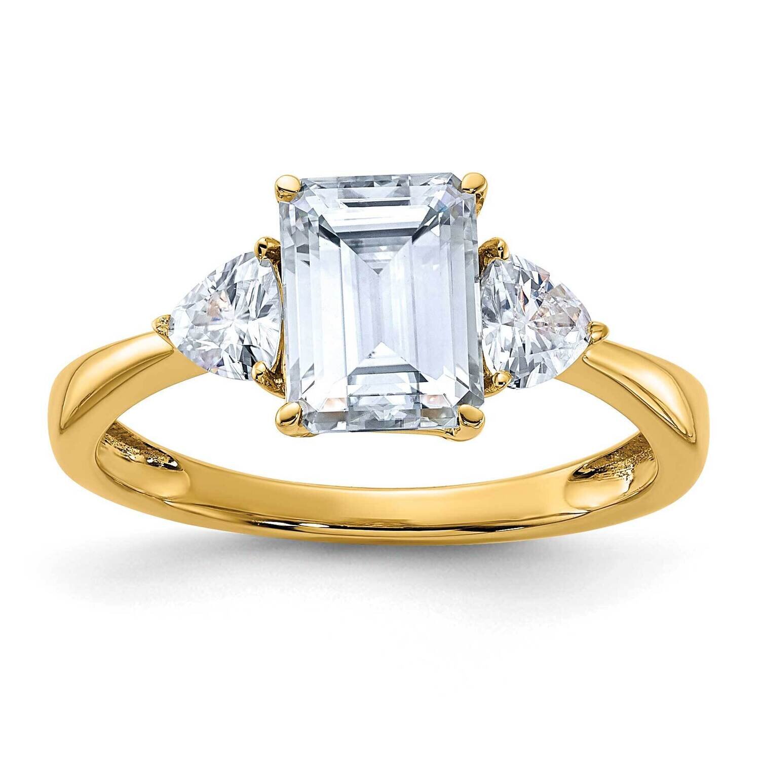 2 1/6ct. Three Stone D E F Pure Light Moissanite Engagement Ring 14k Gold RM4450E-215-YMP, MPN: RM4…