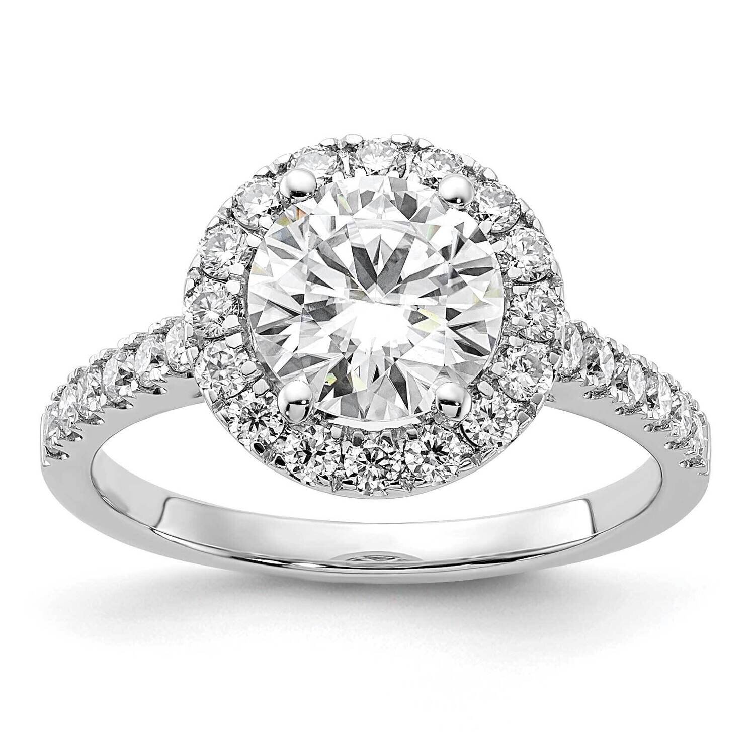 2 1/3ct. G H I True Light Round Halo Moissanite Engagement Ring 14k White Gold RM4452E-200-WMT, MPN…