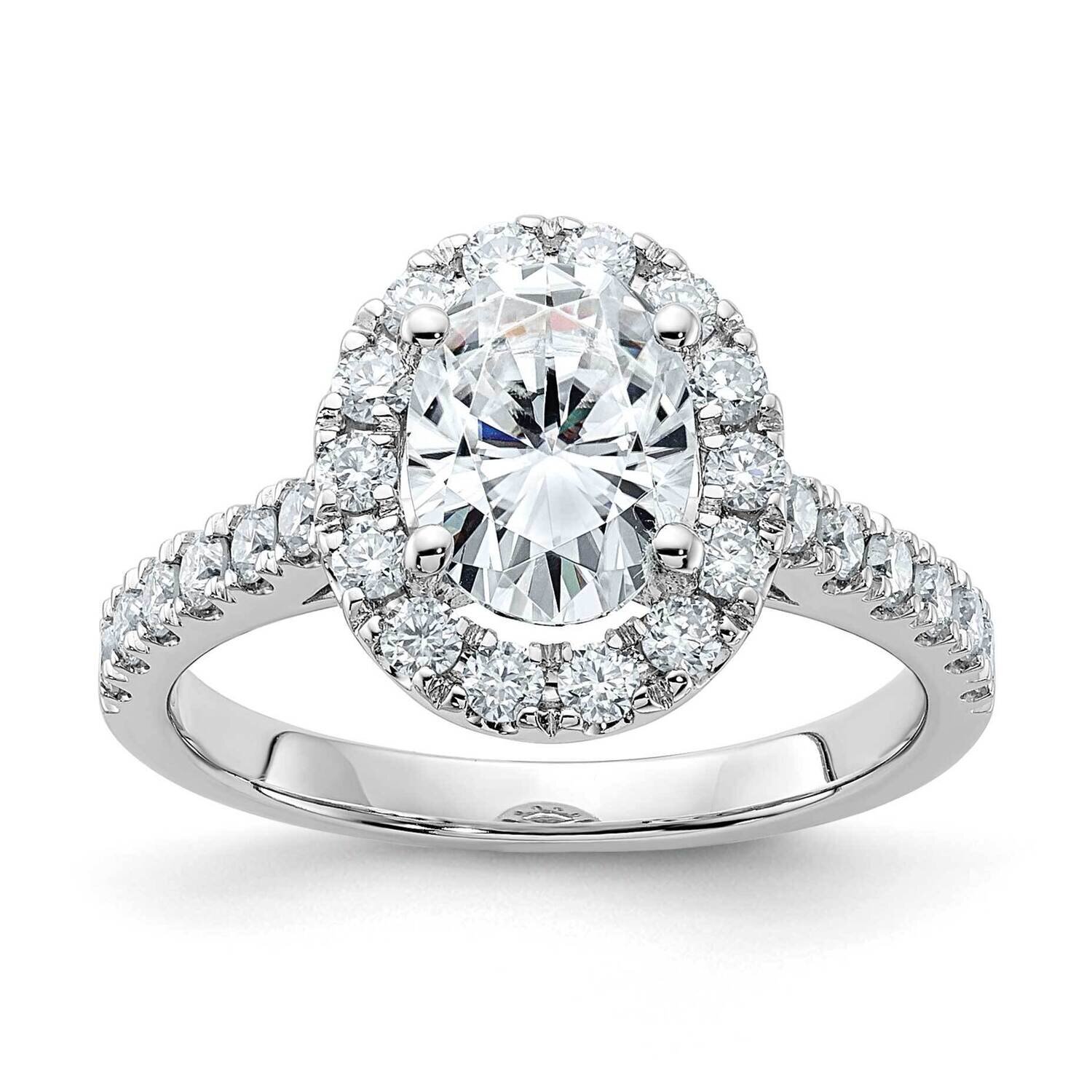 2ct. D E F Pure Light Ova Halo Moissanite Engagement Ring 14k White Gold RM4453E-200-WMP, MPN: RM44…