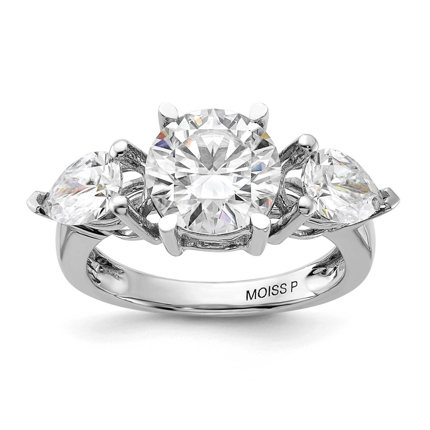 4 1/4ct. Three Stone G H I True Light Moissanite Engagement Ring 14k White Gold RM4462E-460-WMT, MP…