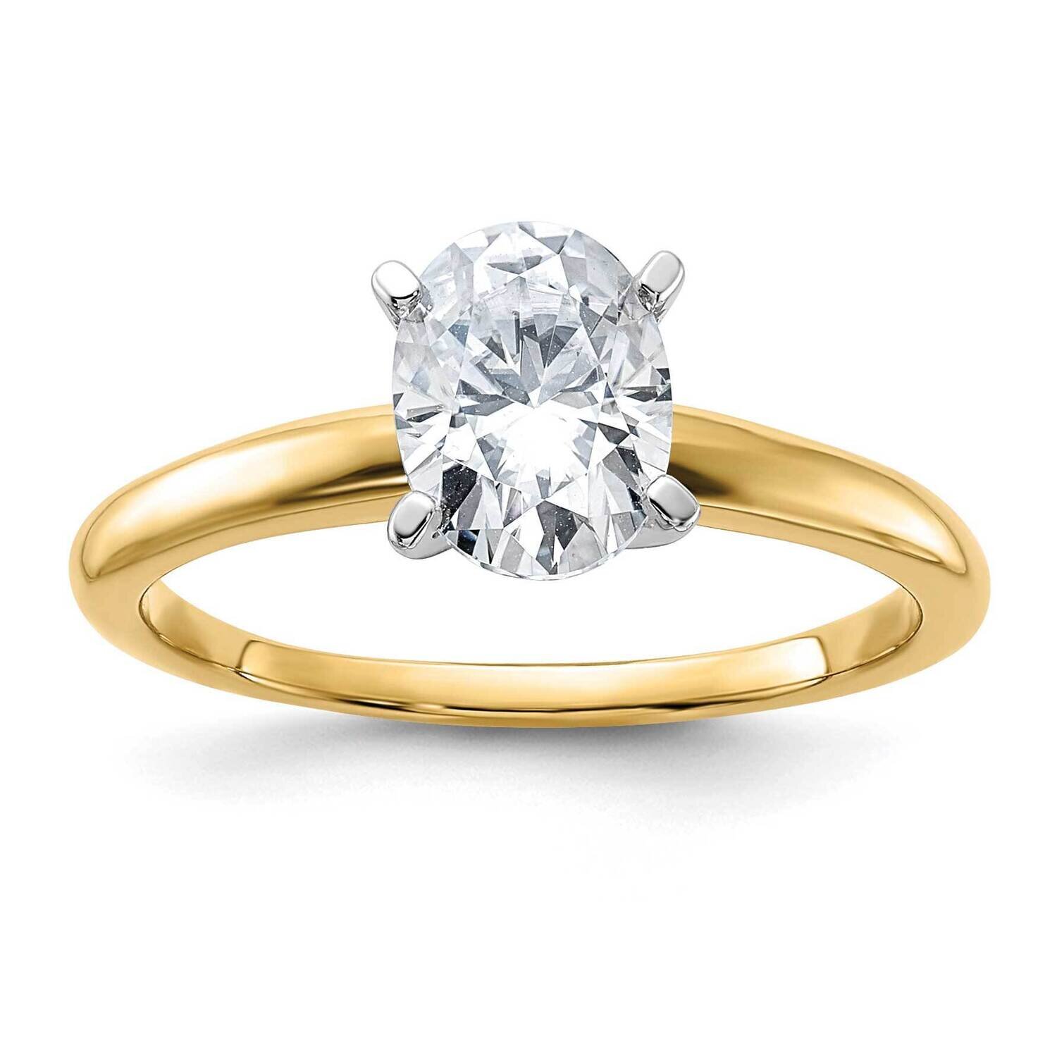 1 1/2ct. G H I True Light Oval Moissanite Solitaire Ring 14k Two Tone Gold RM5965O-125-8MT