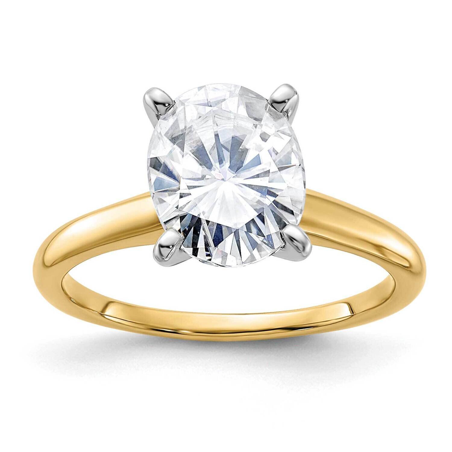 3ct. G H I True Light Oval Moissanite Solitaire Ring 14k Two Tone Gold RM5965O-300-8MT