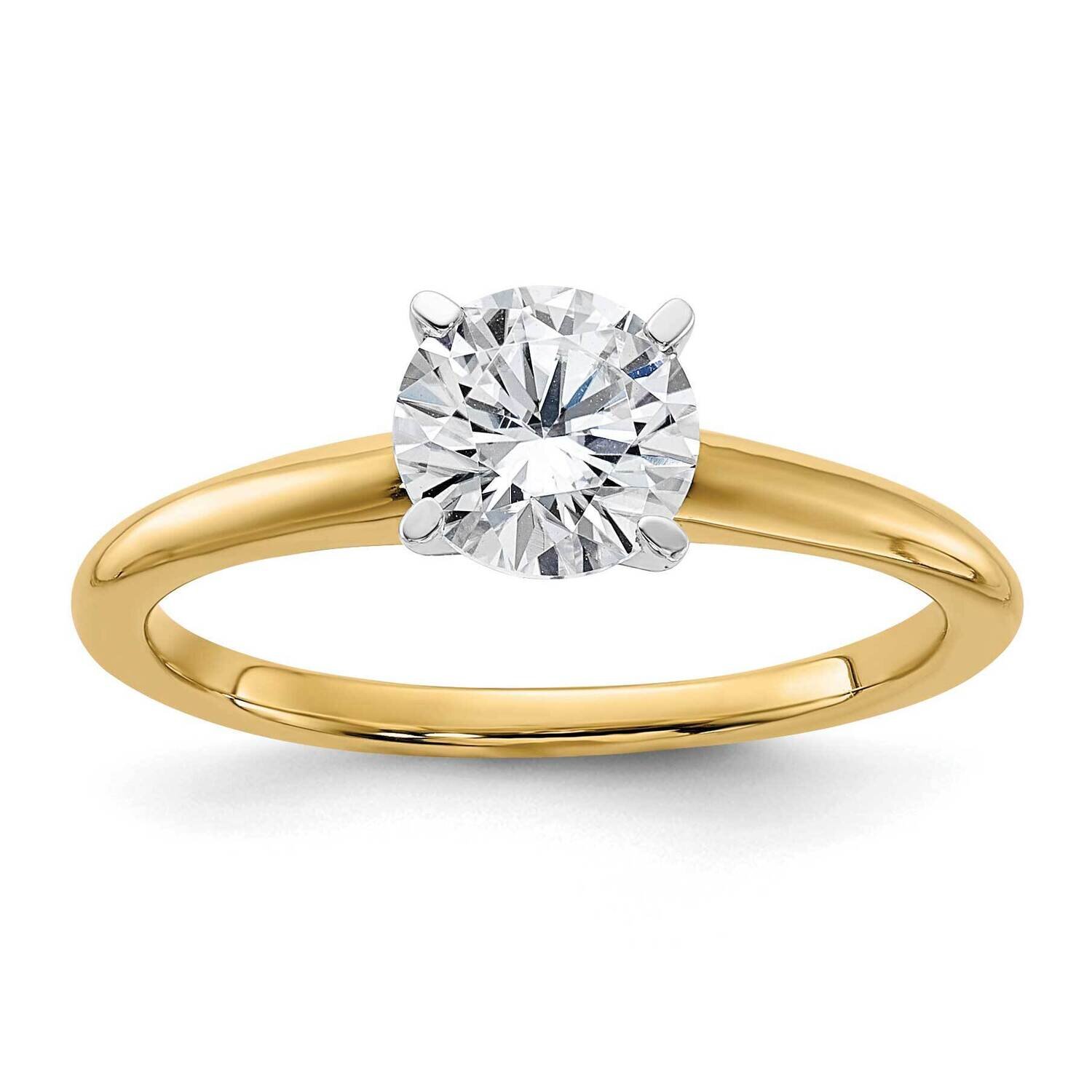 1ct. G H I True Light Round Moissanite Solitaire Ring 14k Two Tone Gold RM5965R-100-6MT