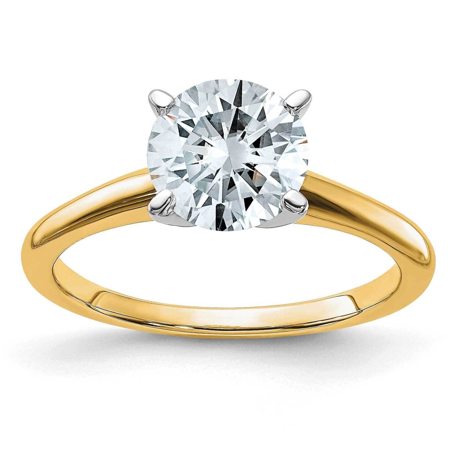 1 3/4ct. D E F Pure Light Round Moissanite Solitaire Ring 14k Two Tone Gold RM5965R-175-6MP