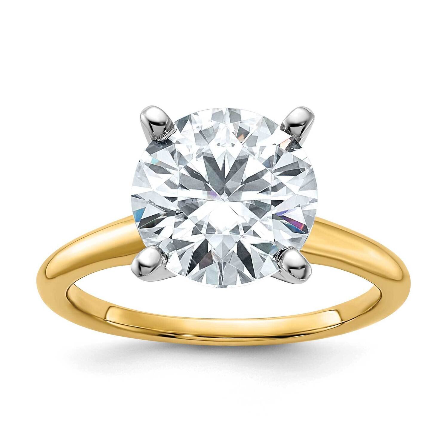 3 5/8ct. D E F Pure Light Round Moissanite Solitaire Ring 14k Two Tone Gold RM5965R-400-10MP