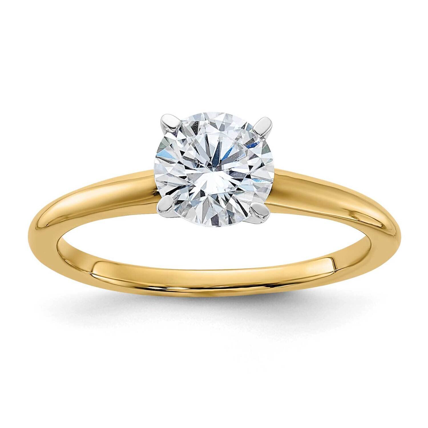 1ct. D E F Pure Light Round Moissanite Solitaire Ring 14k Two Tone Gold RM5965R-100-7MP