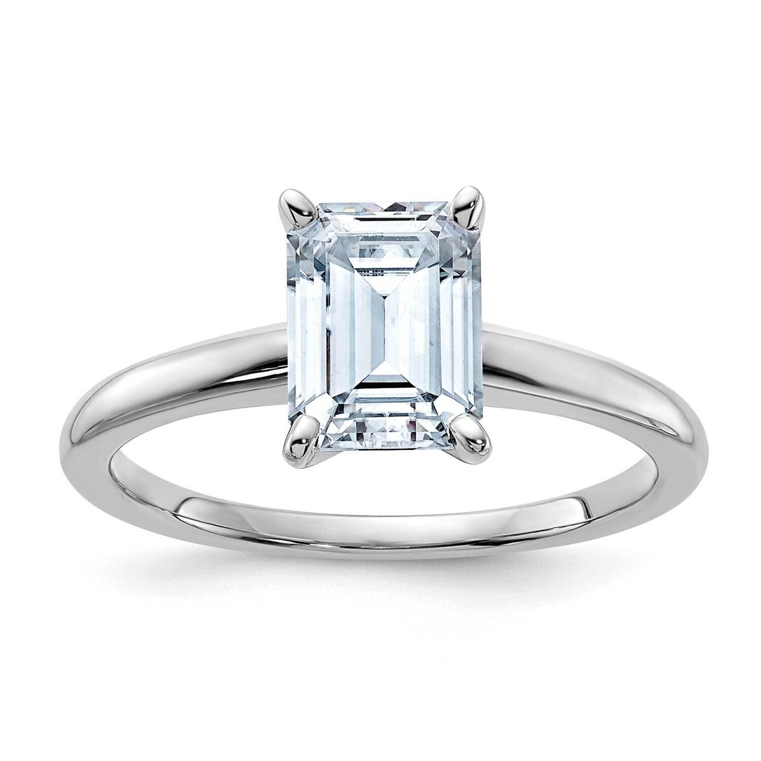 1 3/4ct. D E F Pure Light Emerald Moissanite Solitaire Ring 14k White Gold RM5965WE-150-10MP