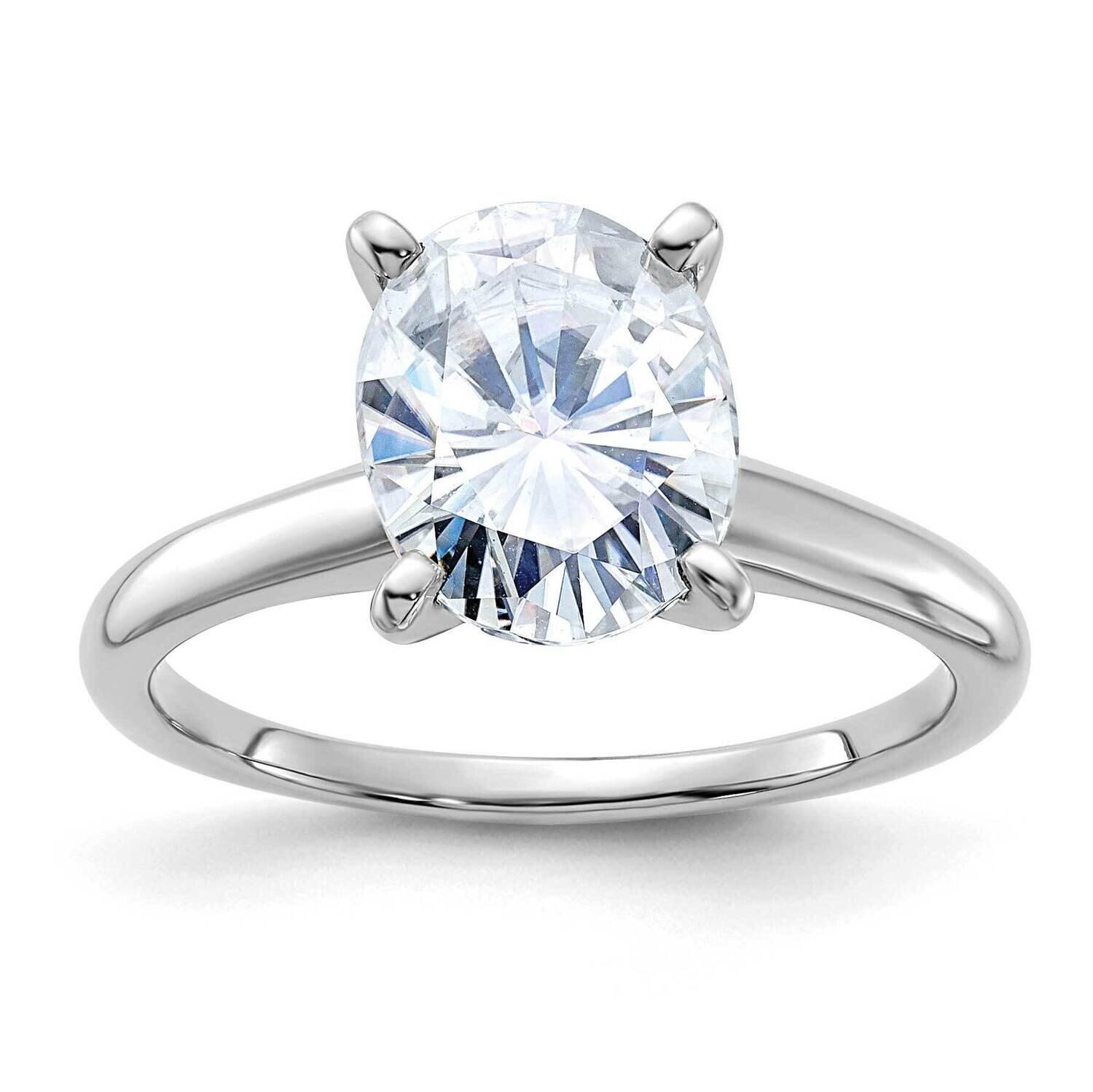 3ct. D E F Pure Light Oval Moissanite Solitaire Ring 14k White Gold RM5965WO-300-7MP