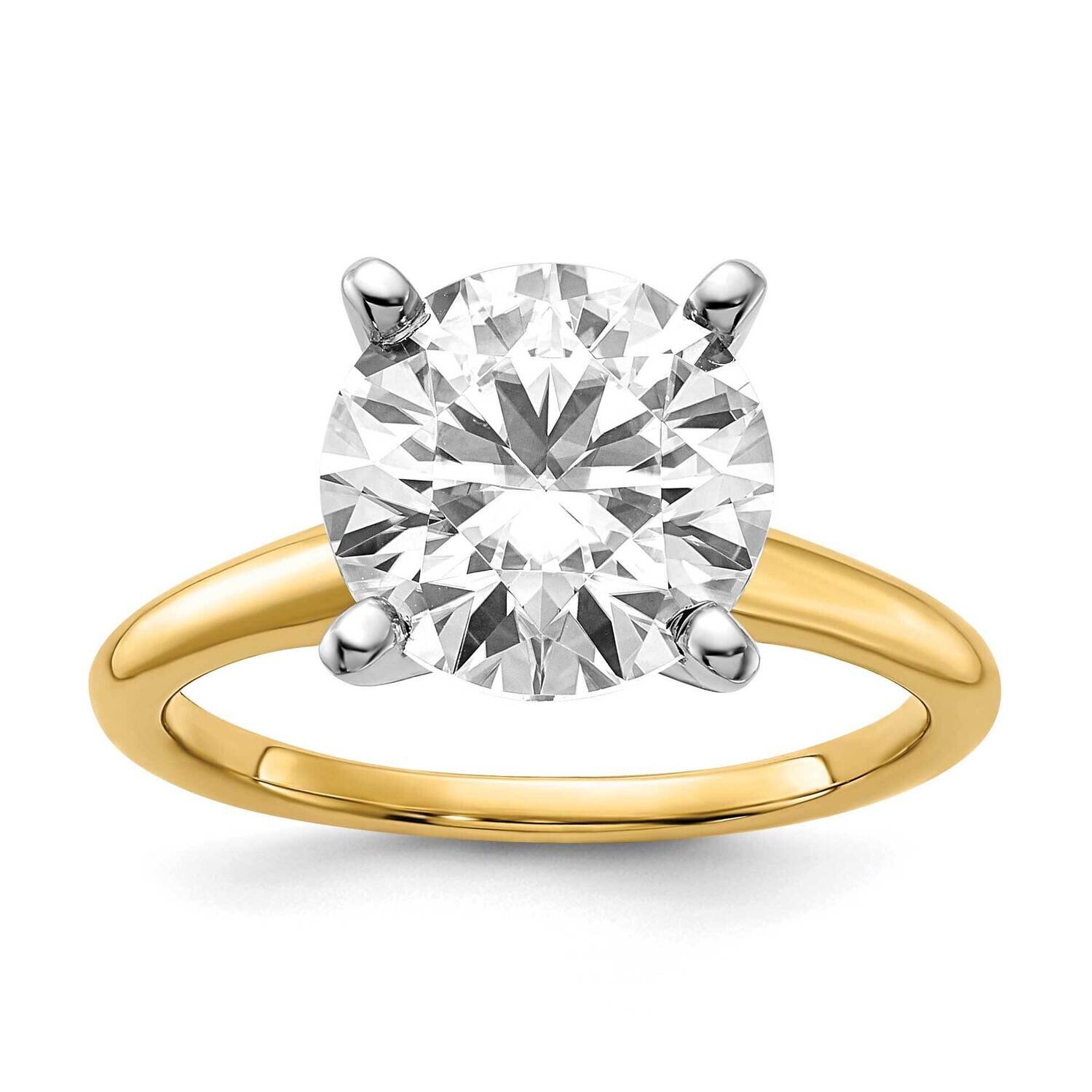 3 5/8ct. G H I True Light Round Moissanite Solitaire Ring 14k Two Tone Gold RM5965R-400-5MT
