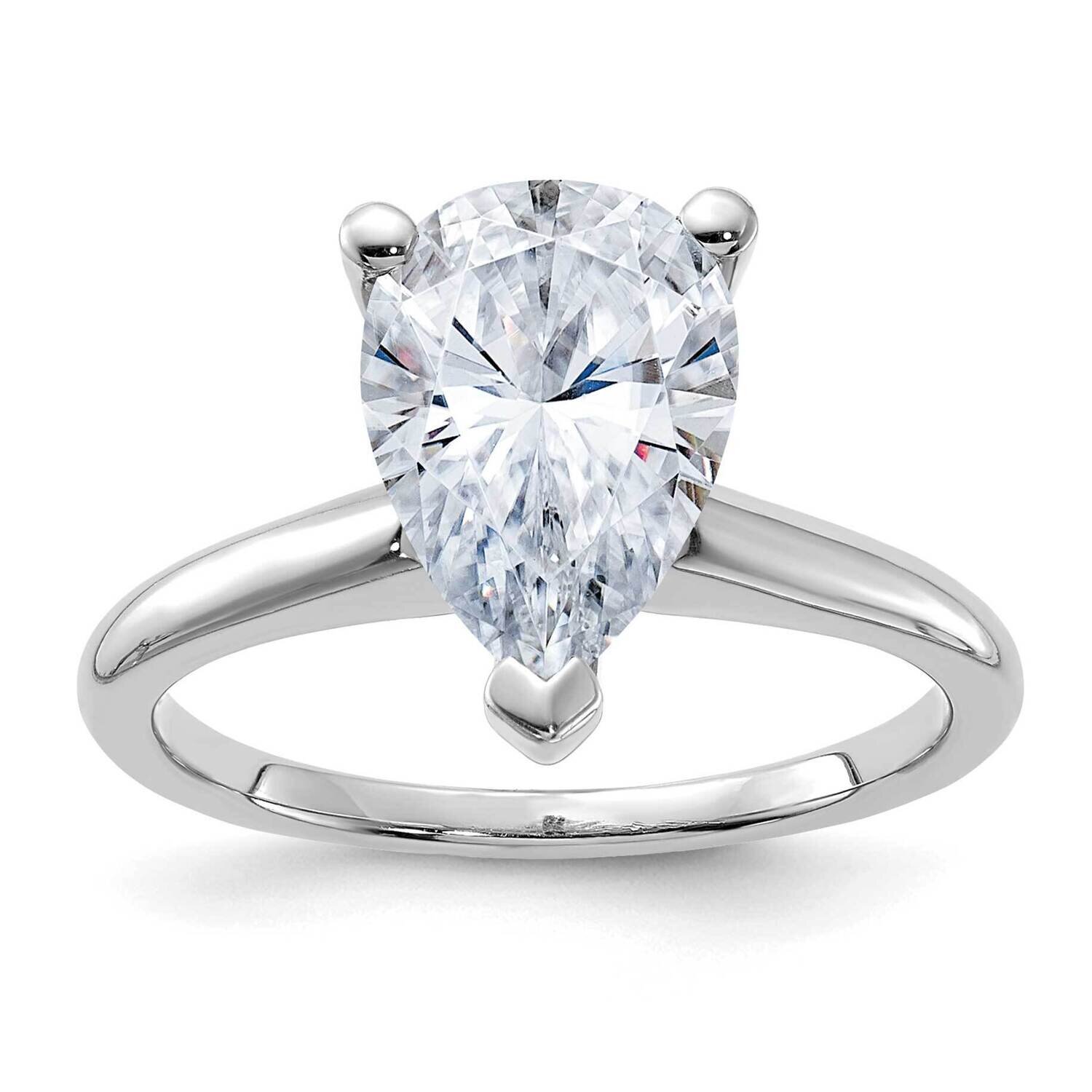 3 1/2ct. D E F Pure Light Pear Moissanite Solitaire Ring 14k White Gold RM5965WP-300-10MP, MPN: RM5…