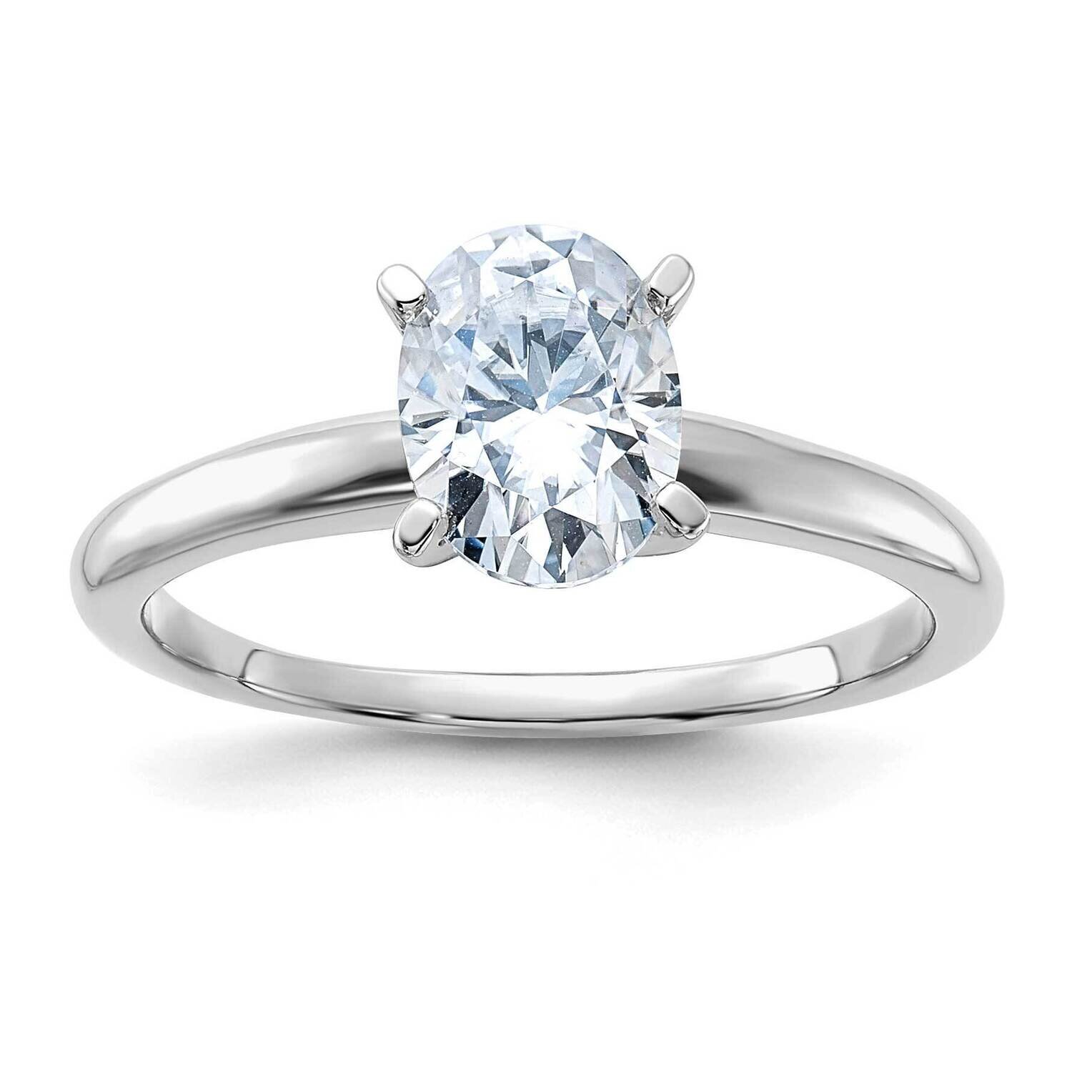 1 1/2ct. D E F Pure Light Oval Moissanite Solitaire Ring 14k White Gold RM5965WO-125-6MP, MPN: RM59…