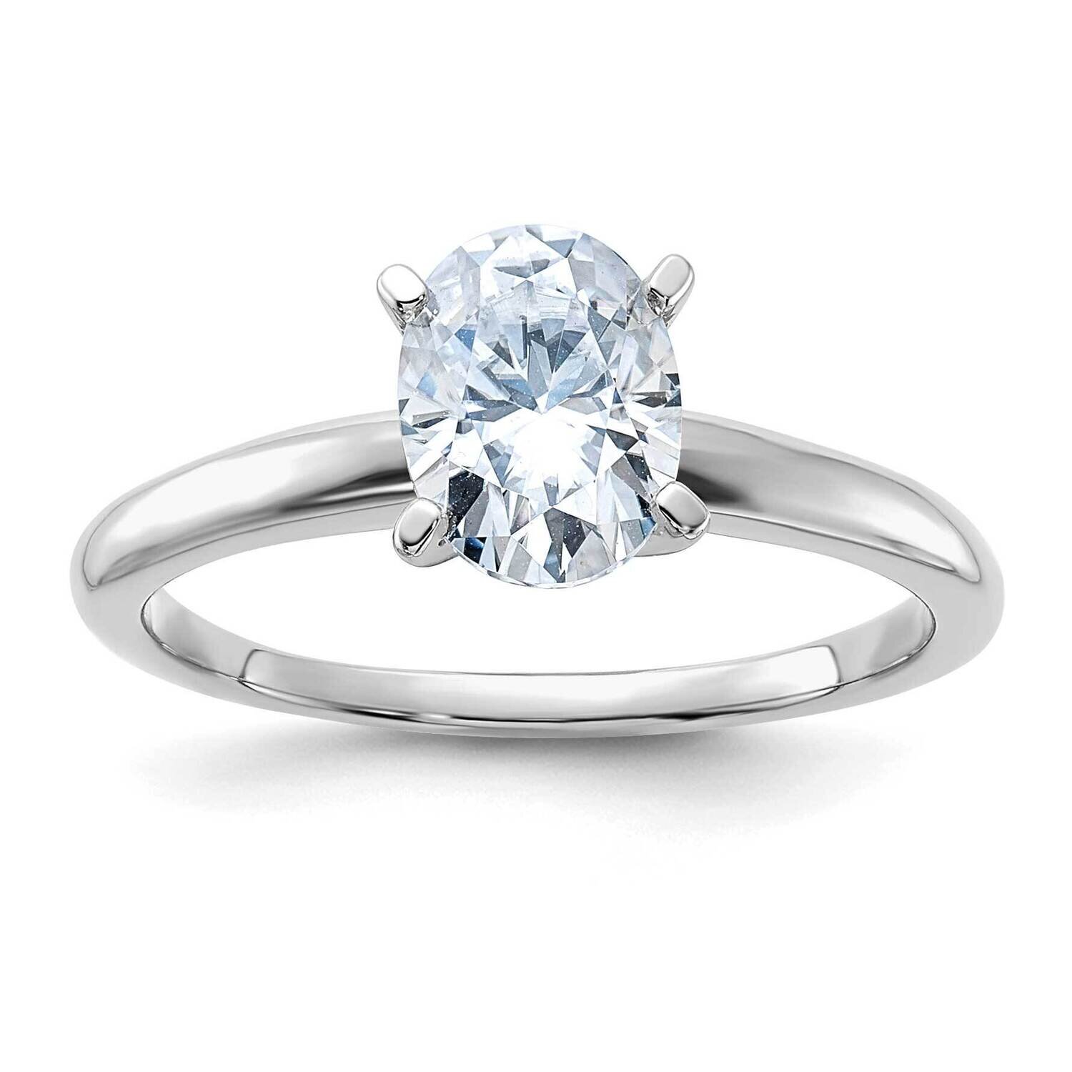 1 1/2ct. D E F Pure Light Oval Moissanite Solitaire Ring 14k White Gold RM5965WO-125-9MP, MPN: RM59…