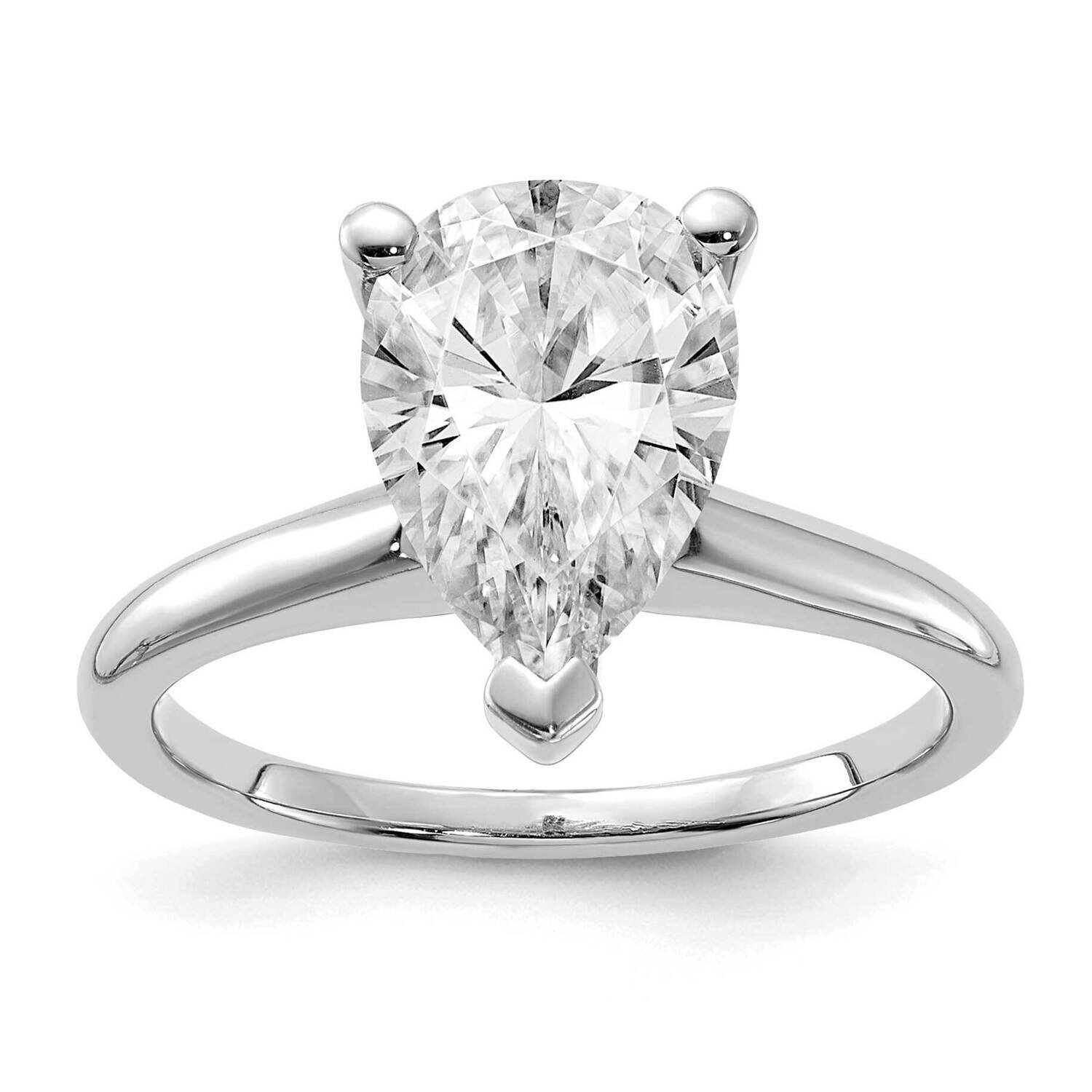 3 1/2ct. G H I True Light Pear Moissanite Solitaire Ring 14k White Gold RM5965WP-300-10MT