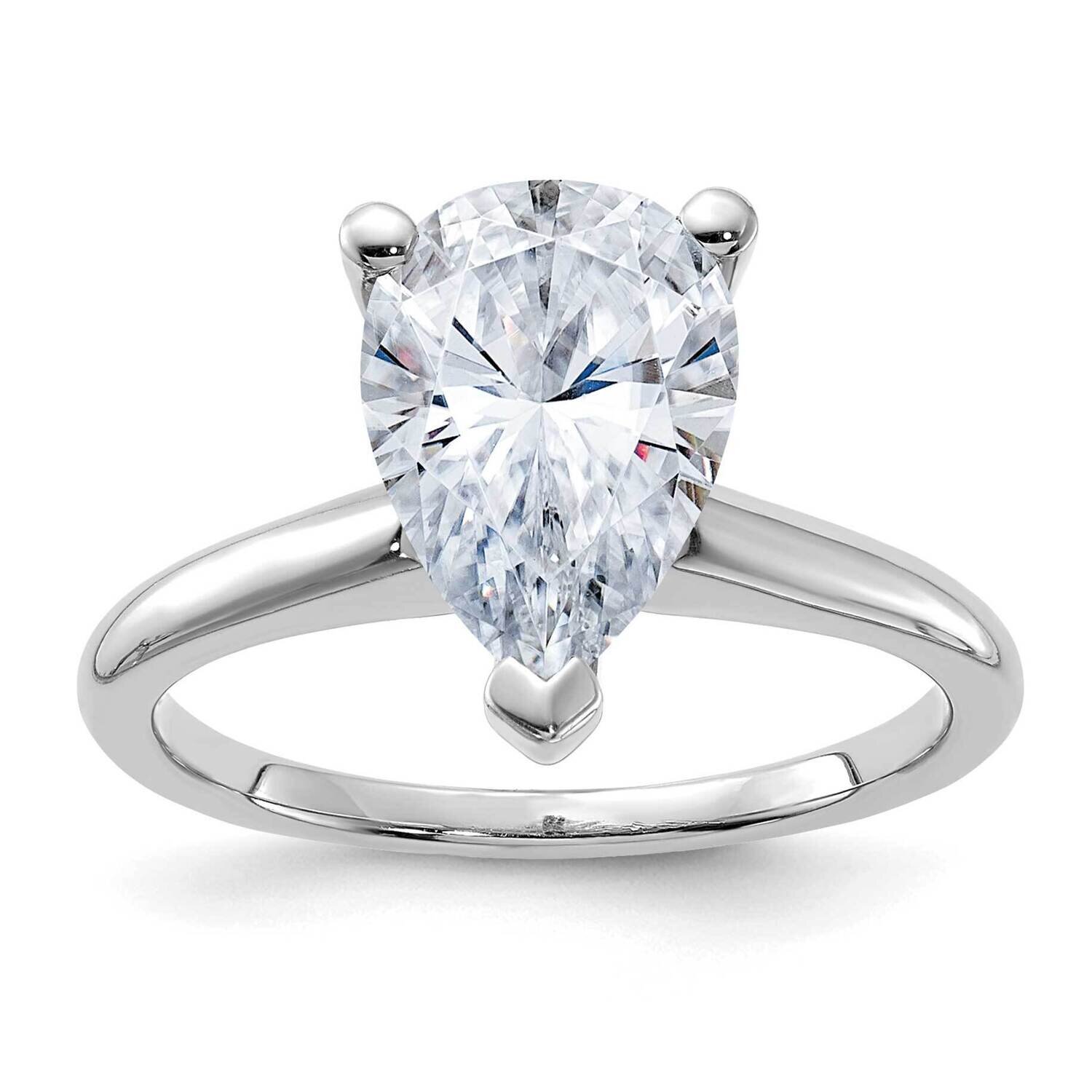 3 1/2ct. D E F Pure Light Pear Moissanite Solitaire Ring 14k White Gold RM5965WP-300-7MP