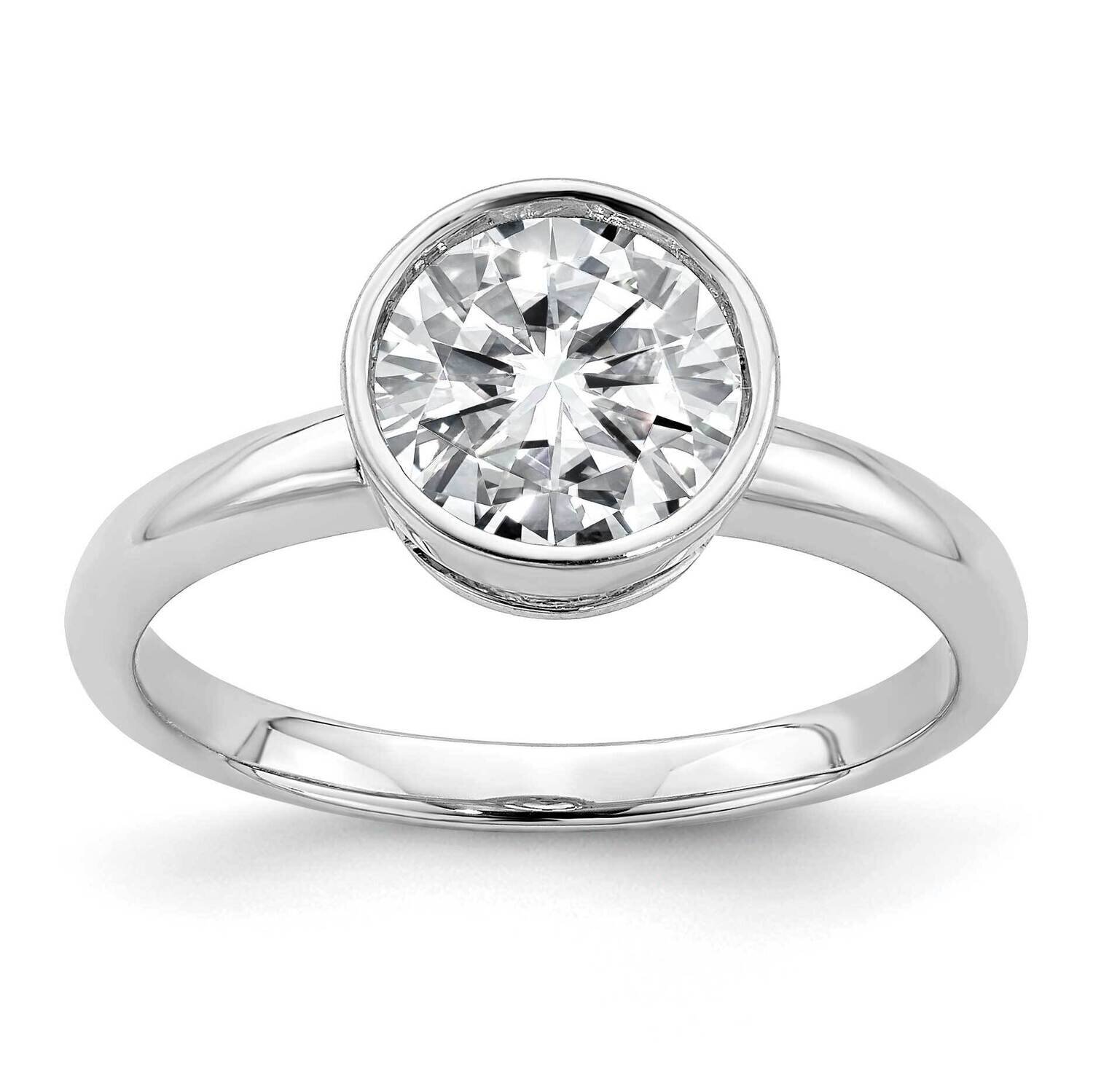 1 7/8ct. G H I True Light Round Bezel Moissanite Solitaire Ring 14k White Gold RM6784-190-WMT, MPN:…