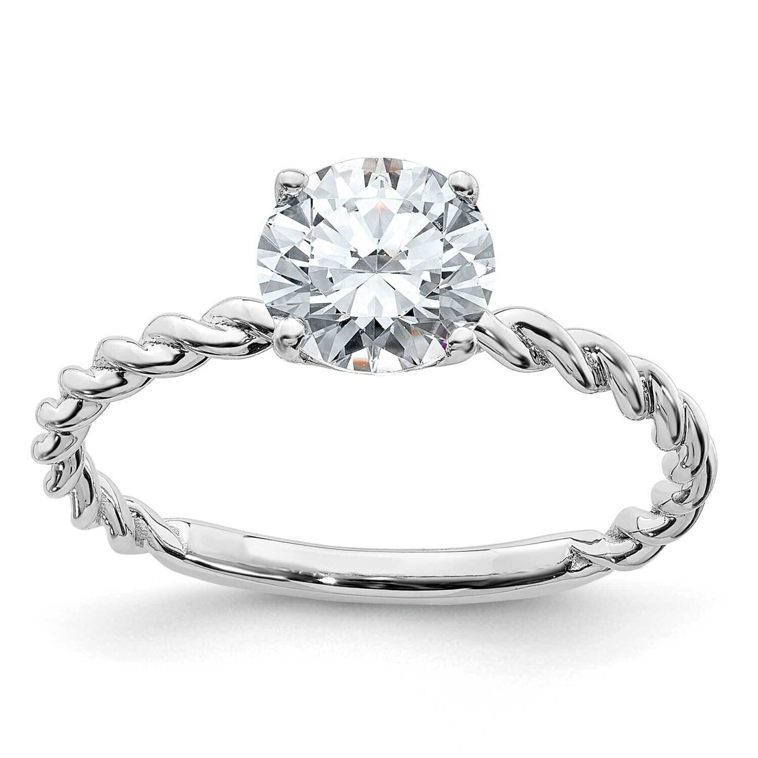 1 1/5ct. D E F Pure Light Round Twisted Moissanite Solitaire Ring 14k White Gold RM6798-120-WMP, MP…