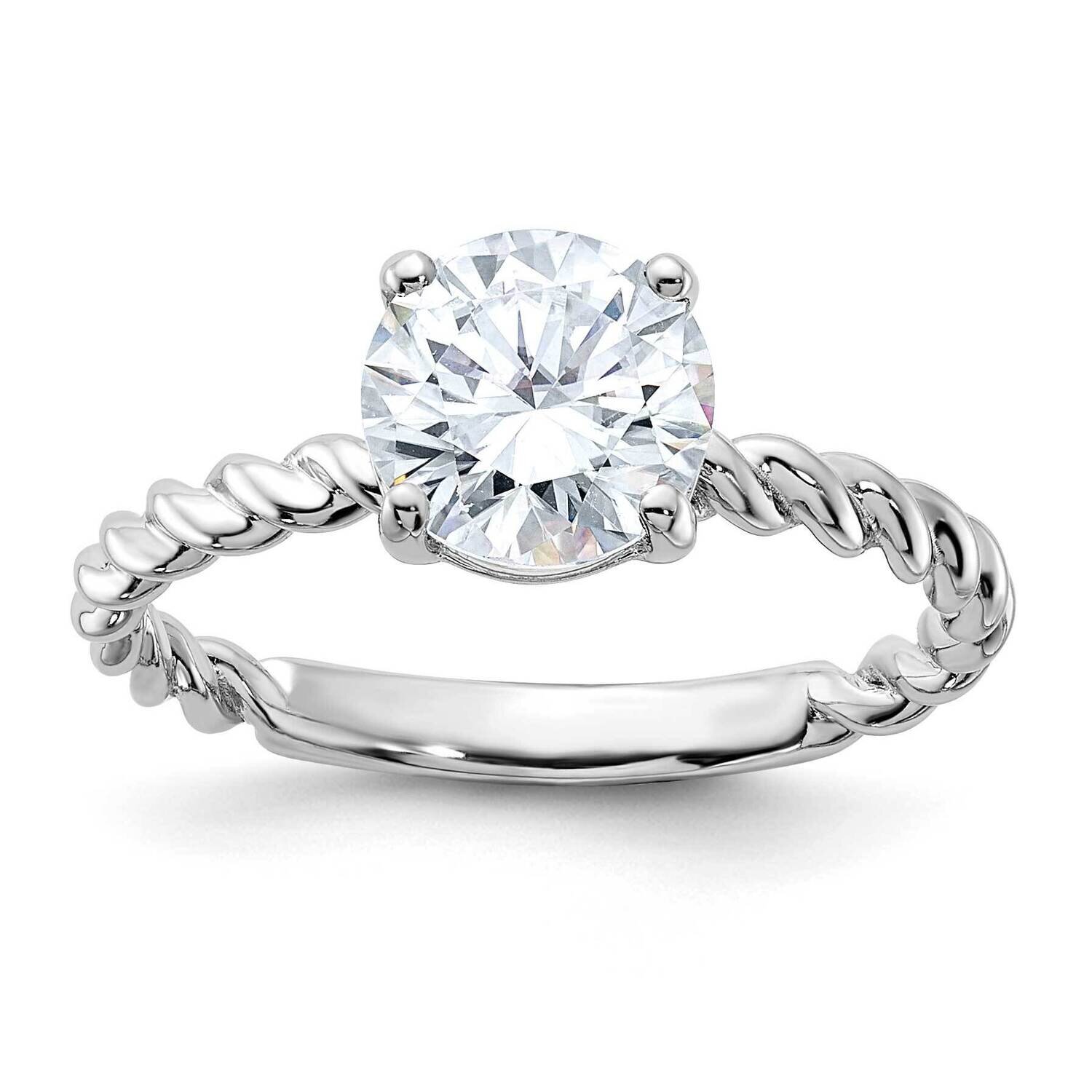 1 3/4ct. D E F Pure Light Round Twisted Moissanite Solitaire Ring 14k White Gold RM6798-150-WMP, MP…