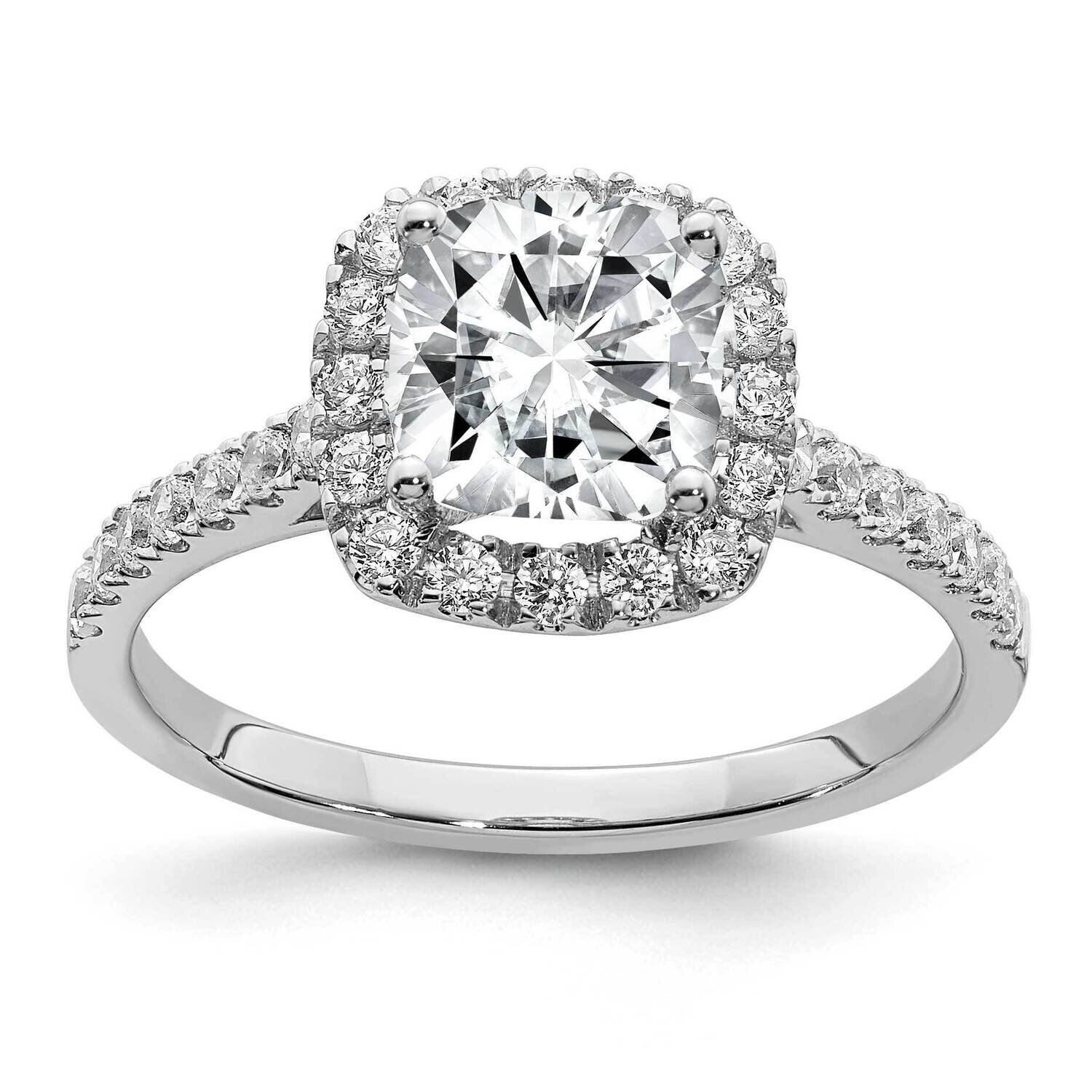 1 3/4ct. G H I True Light Cushion Halo Moissanite Engagement Ring 14k White Gold RM6801-190-WMT, MP…