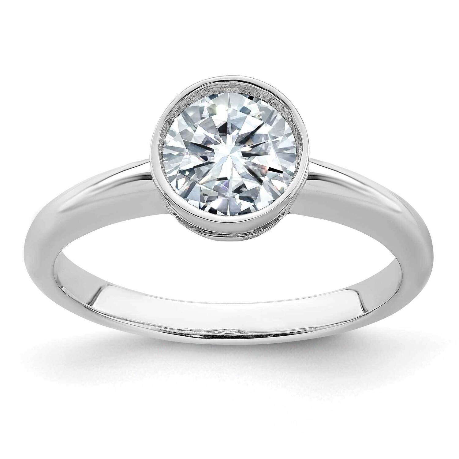 1ct. D E F Pure Light Round Bezel Moissanite Solitaire Ring 14k White Gold RM6784-100-WMP, MPN: RM6…