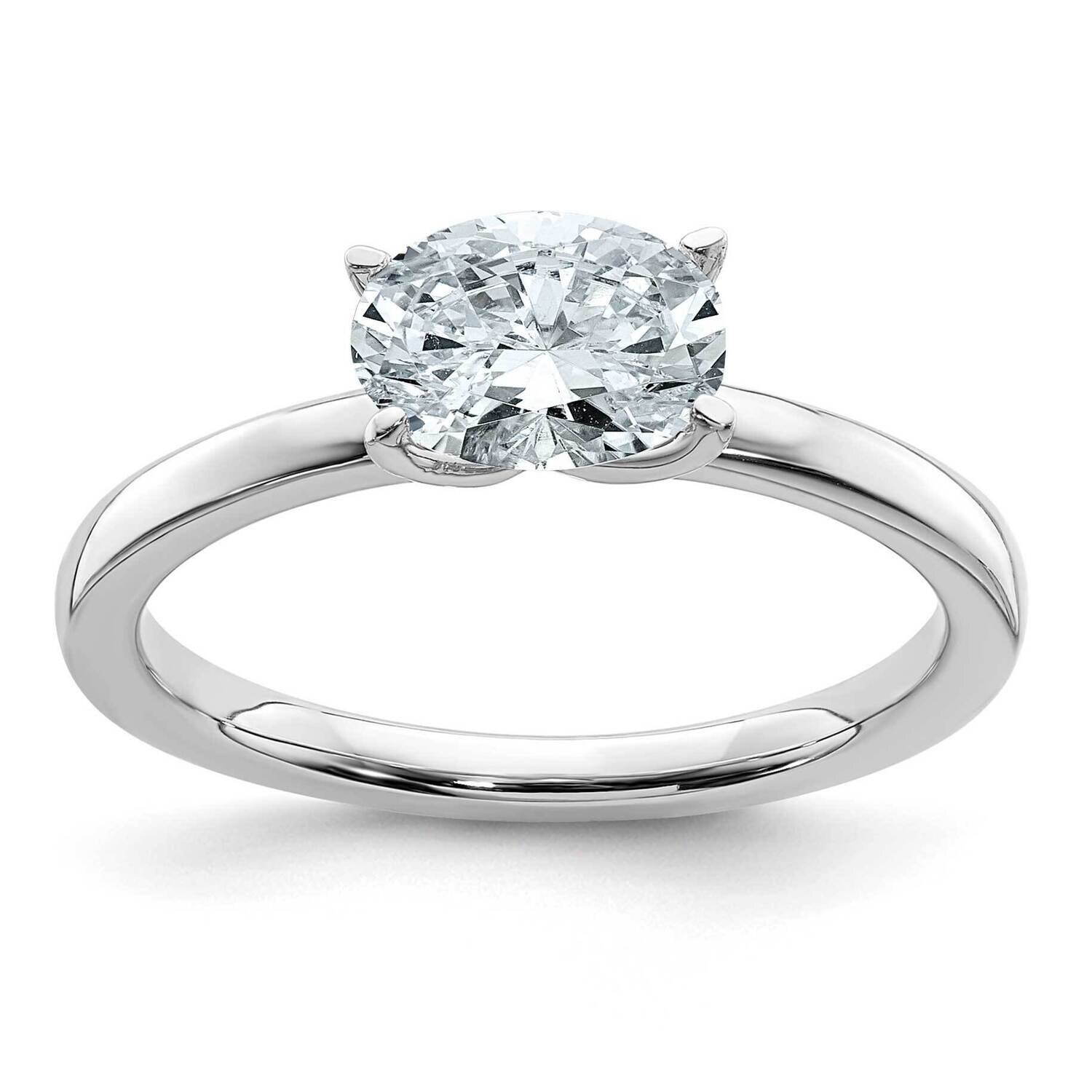 1 1/2ct. D E F Pure Light East West Oval Moissanite Solitaire Ring 14k White Gold RM6796-150-WMP, M…