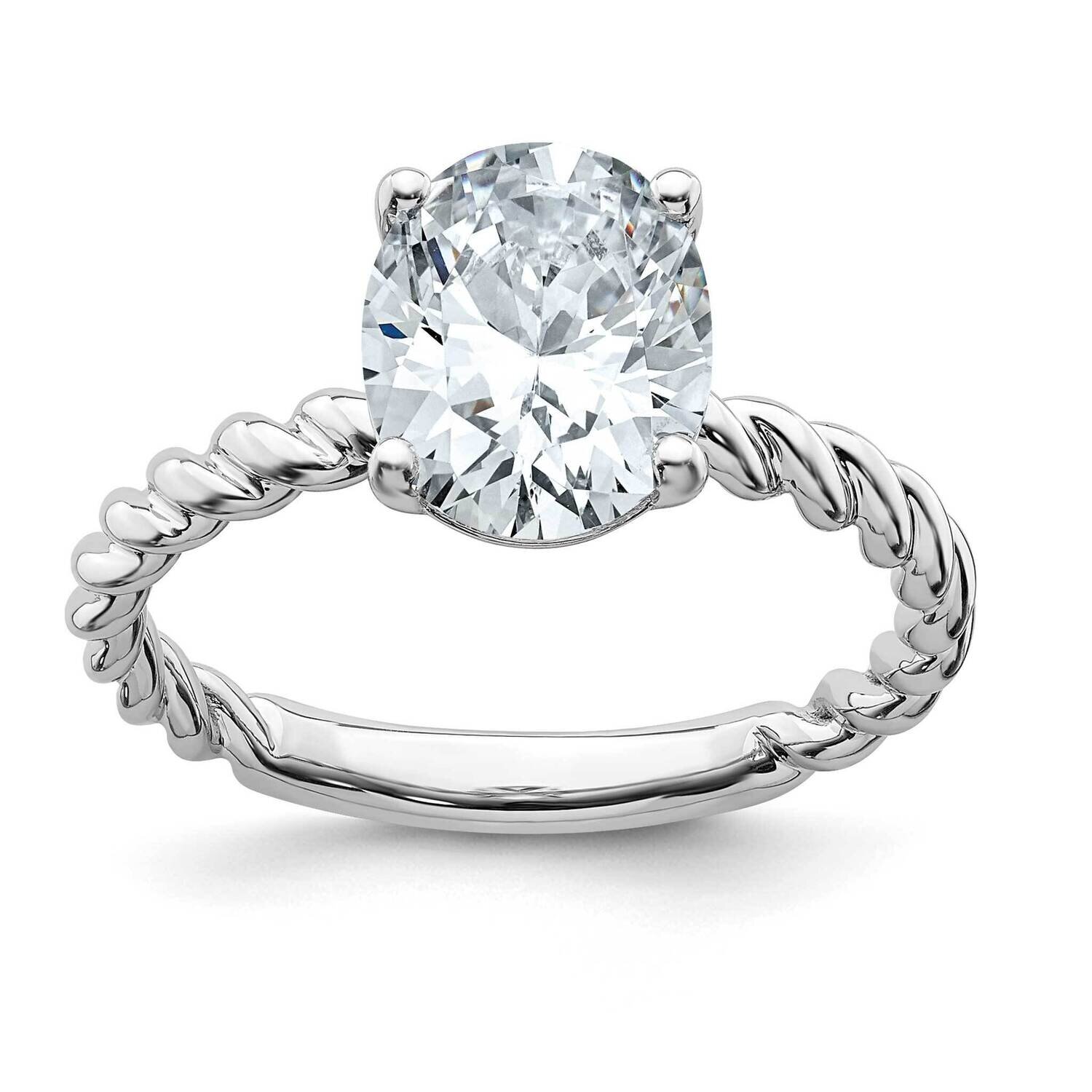 3ct. D E F Pure Light Oval Twisted Moissanite Solitaire Ring 14k White Gold RM6799-300-WMP, MPN: RM…