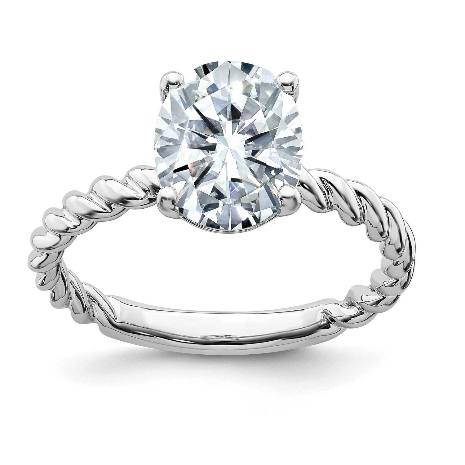2ct. G H I True Light Oval Twisted Moissanite Solitaire Ring 14k White Gold RM6799-210-WMT