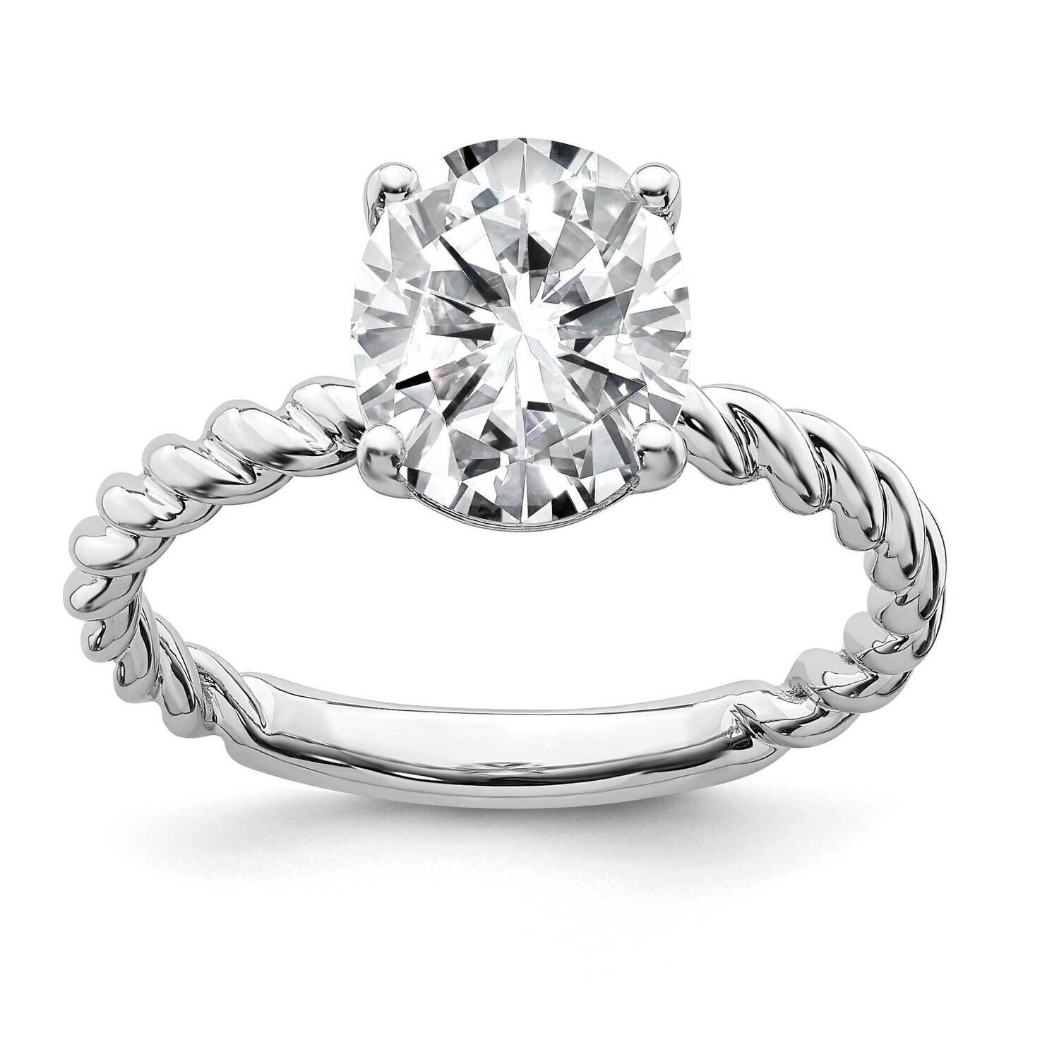 3ct. G H I True Light Oval Twisted Moissanite Solitaire Ring 14k White Gold RM6799-300-WMT