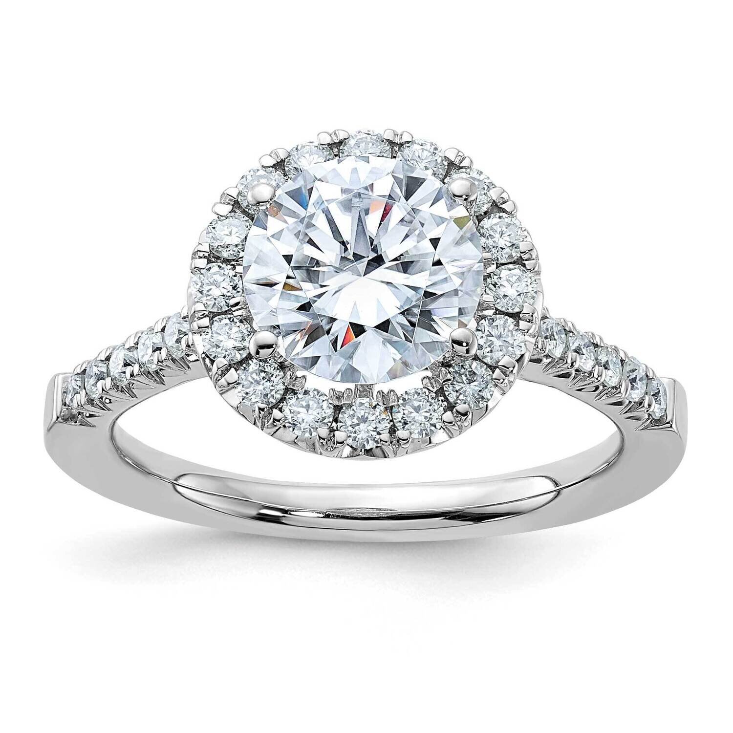 2 1/2ct. D E F Pure Light Round Halo Moissanite Engagement Ring 14k White Gold SM12420EMP, MPN: SM1…