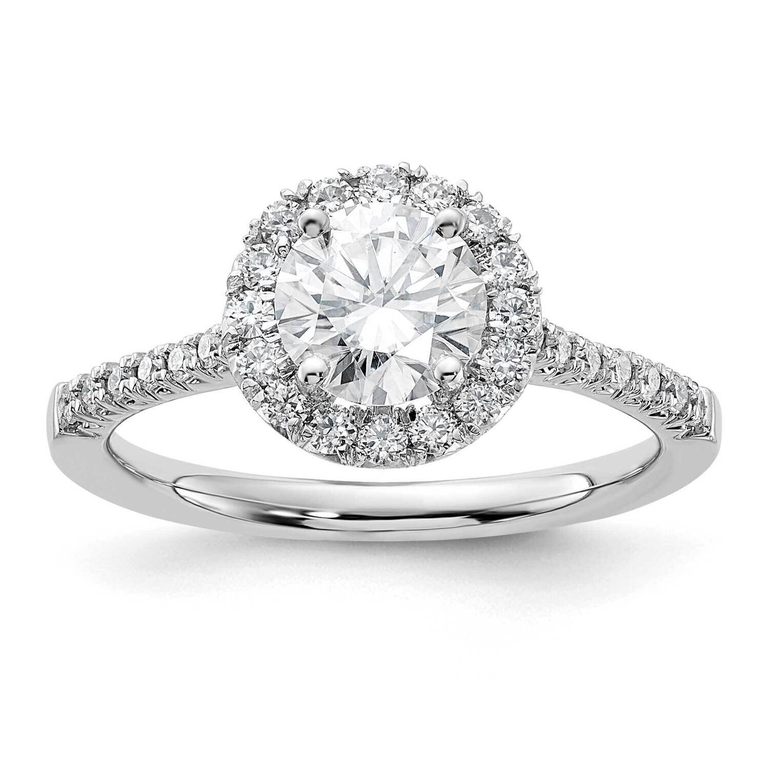 1 1/2ct. G H I True Light Round Halo Moissanite Engagement Ring 14k White Gold SM12428EMT, MPN: SM1…
